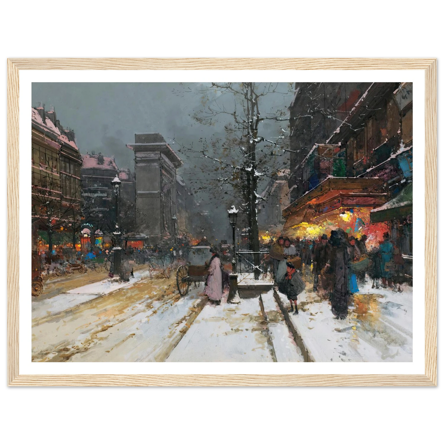 Porte Saint-Denis, Paris Art Print | Eugene Galien Laloue - Framed Poster - 30x40 cm / 12x16″ - Black frame
