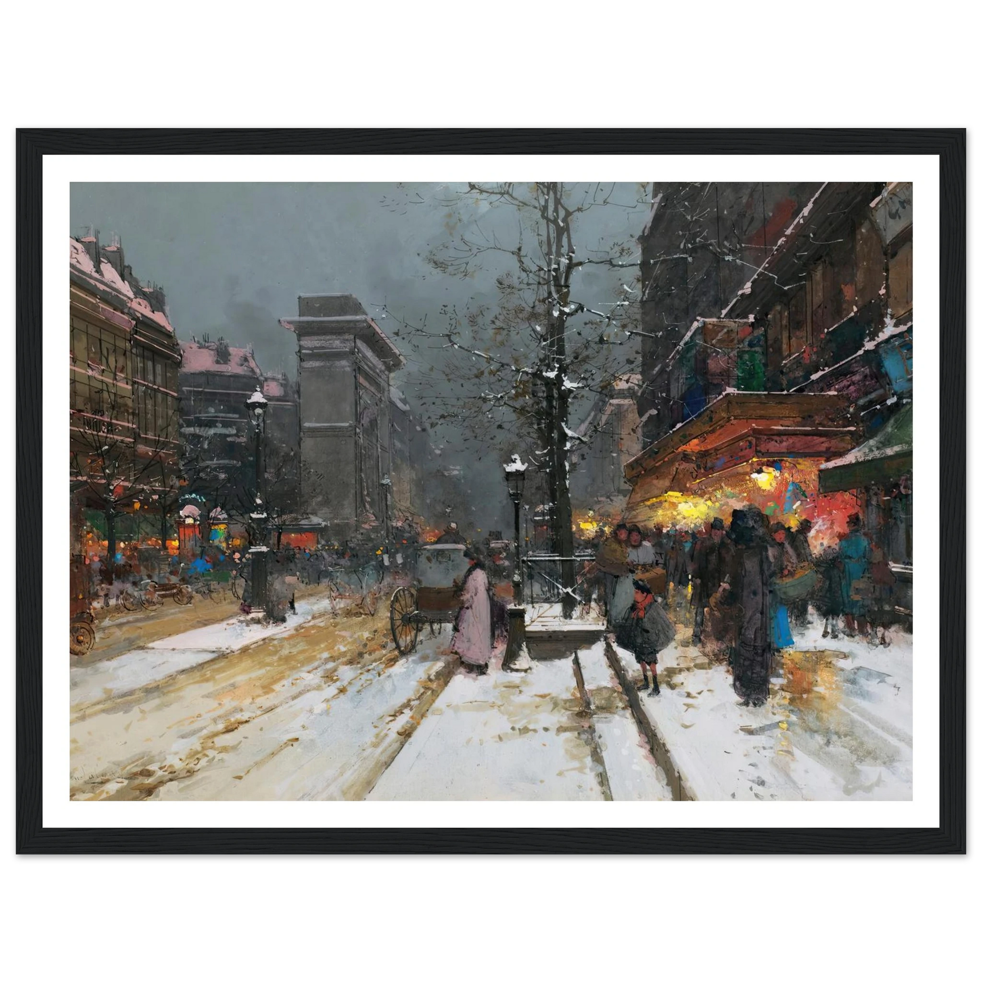 Porte Saint-Denis, Paris Art Print | Eugene Galien Laloue - Framed Poster - 30x40 cm / 12x16″ - Black frame