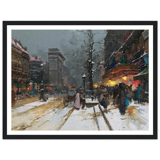 Porte Saint-Denis, Paris Art Print | Eugene Galien Laloue - Framed Poster - 30x40 cm / 12x16″ - Black frame