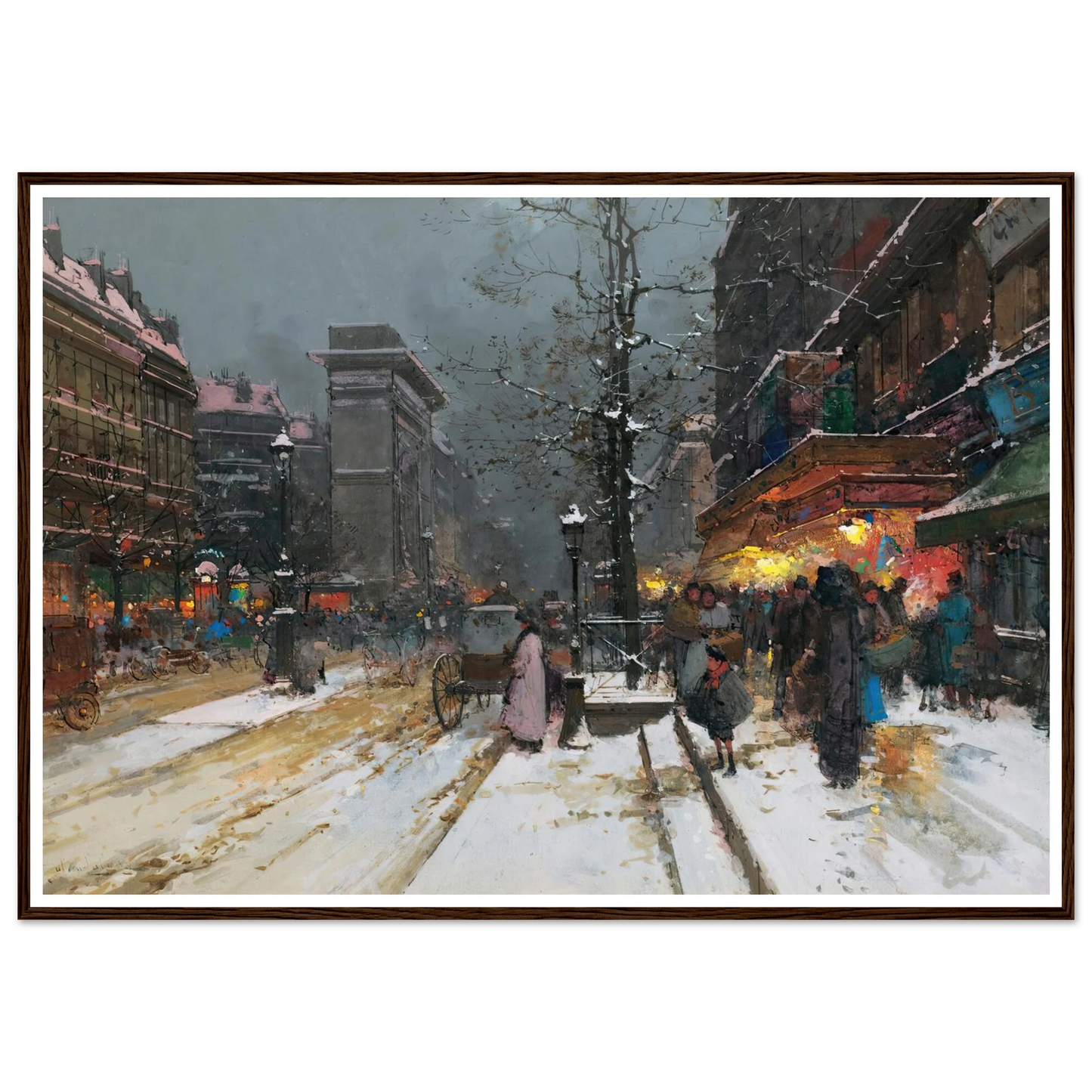 Porte Saint-Denis, Paris Art Print | Eugene Galien Laloue - Framed Poster - 30x40 cm / 12x16″ - Black frame