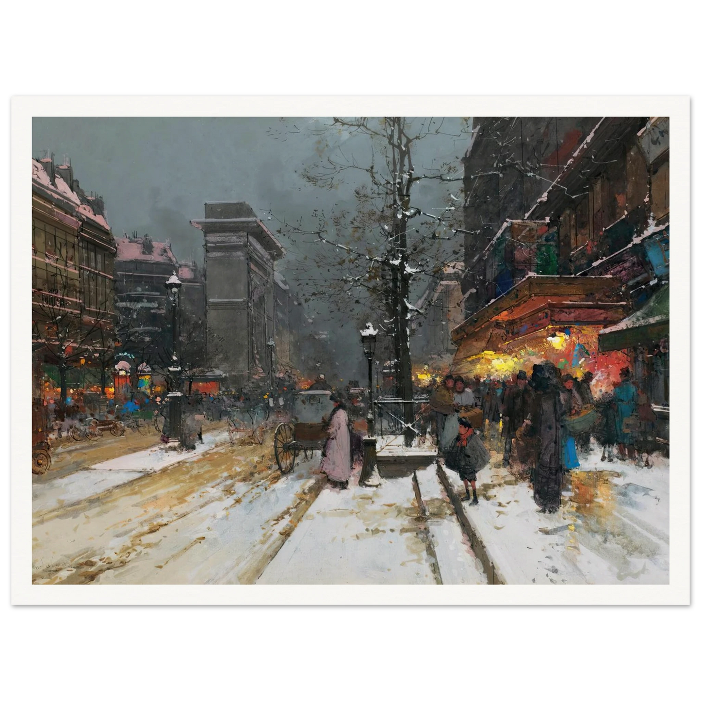 Porte Saint-Denis, Paris Art Print | Eugene Galien Laloue - Framed Poster - 30x40 cm / 12x16″ - Black frame
