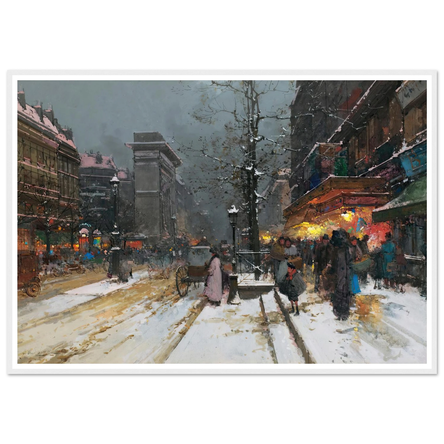 Porte Saint-Denis, Paris Art Print | Eugene Galien Laloue - Framed Poster - 30x40 cm / 12x16″ - Black frame