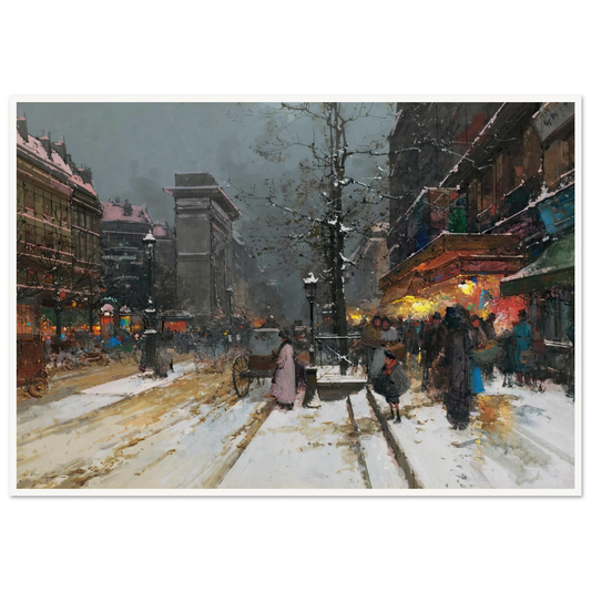 Porte Saint-Denis, Paris Art Print | Eugene Galien Laloue - Framed Poster - 30x40 cm / 12x16″ - Black frame