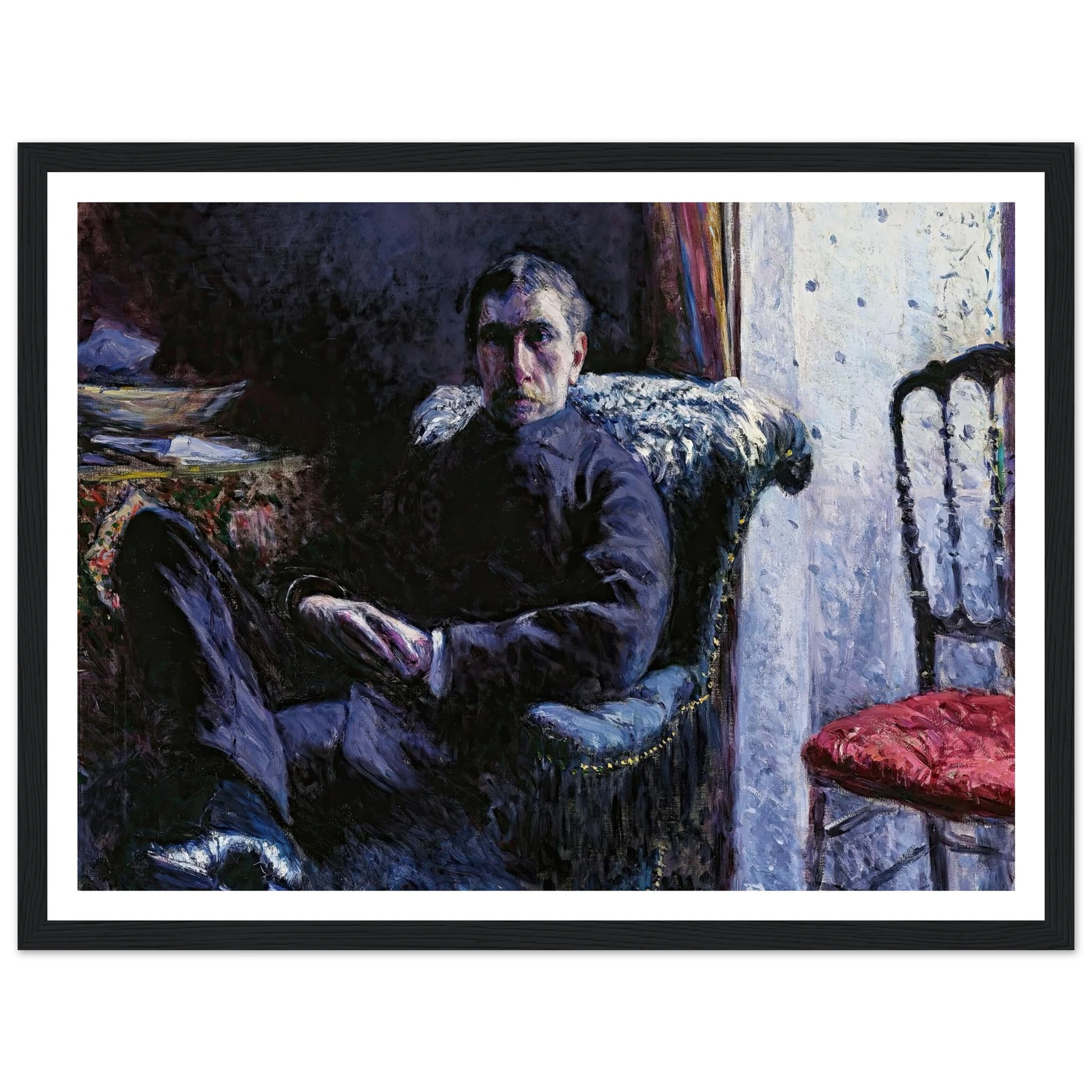 Portrait de Georges Roman (1879) Art Print | Gustave Caillebotte - Framed Poster - 30x40 cm / 12x16″ - Black frame