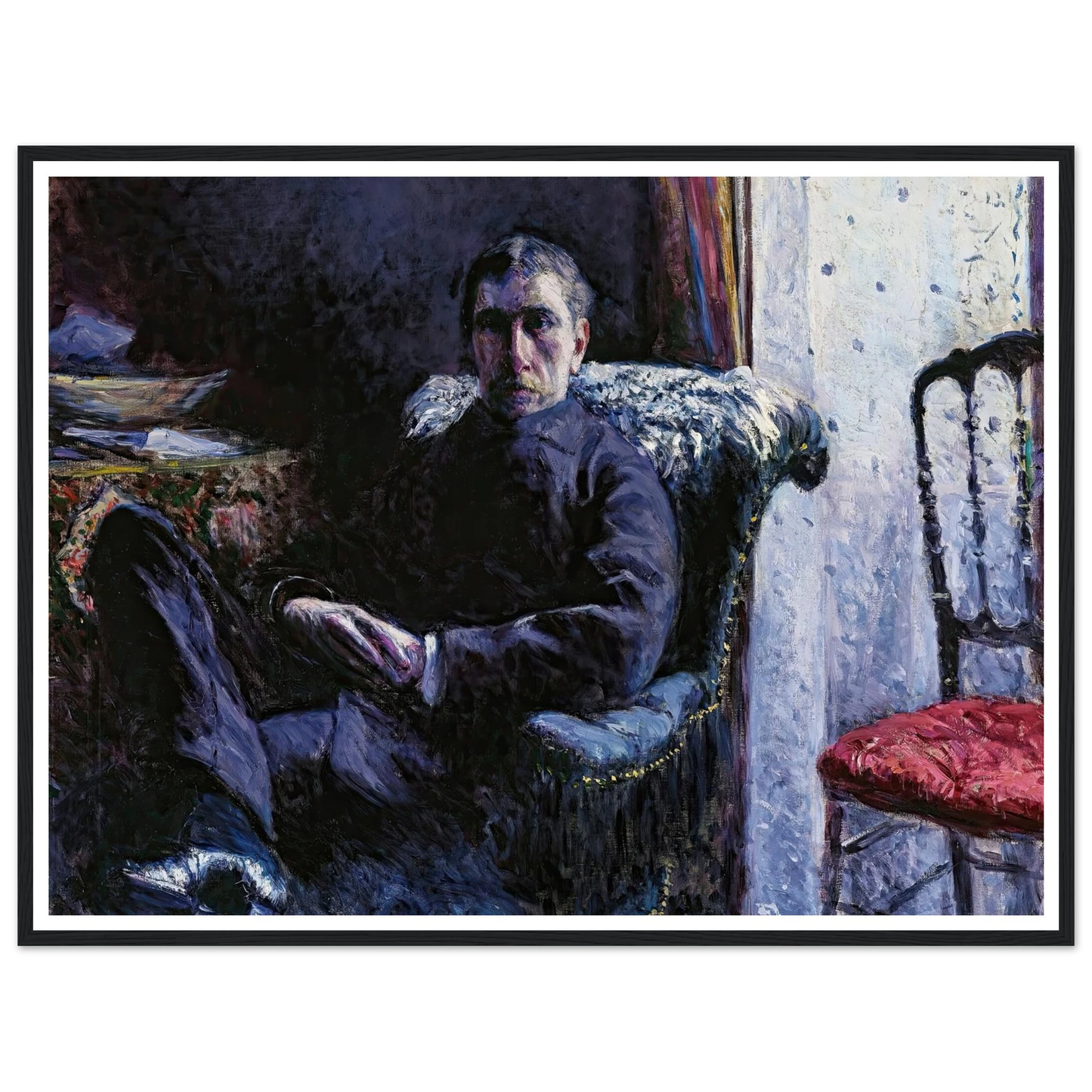 Portrait de Georges Roman (1879) Art Print | Gustave Caillebotte - Framed Poster - 30x40 cm / 12x16″ - Black frame