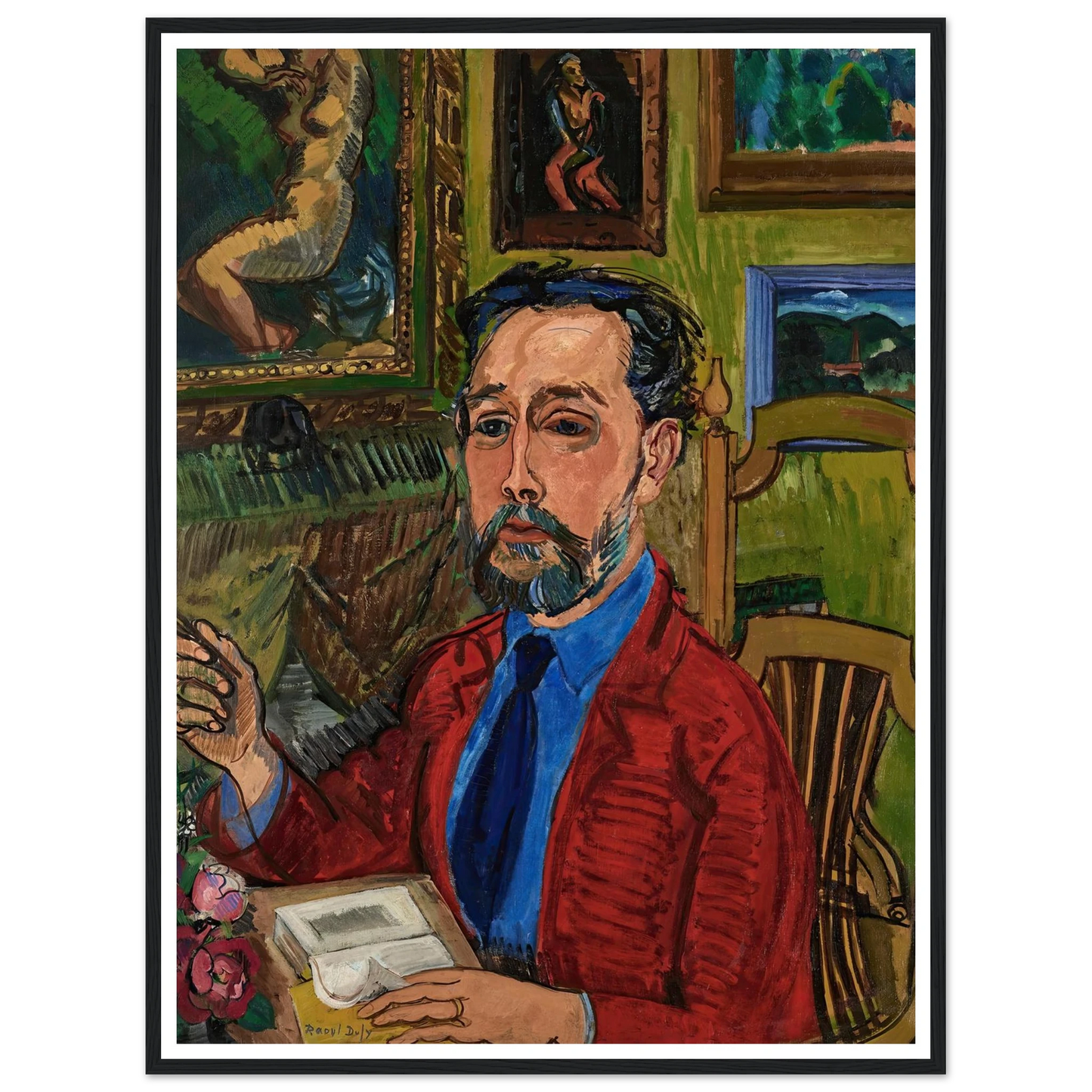 Portrait du poète Joachim Gasquet (1919) Art Print | Raoul Dufy - Framed Poster - 30x40 cm / 12x16″ - Black frame