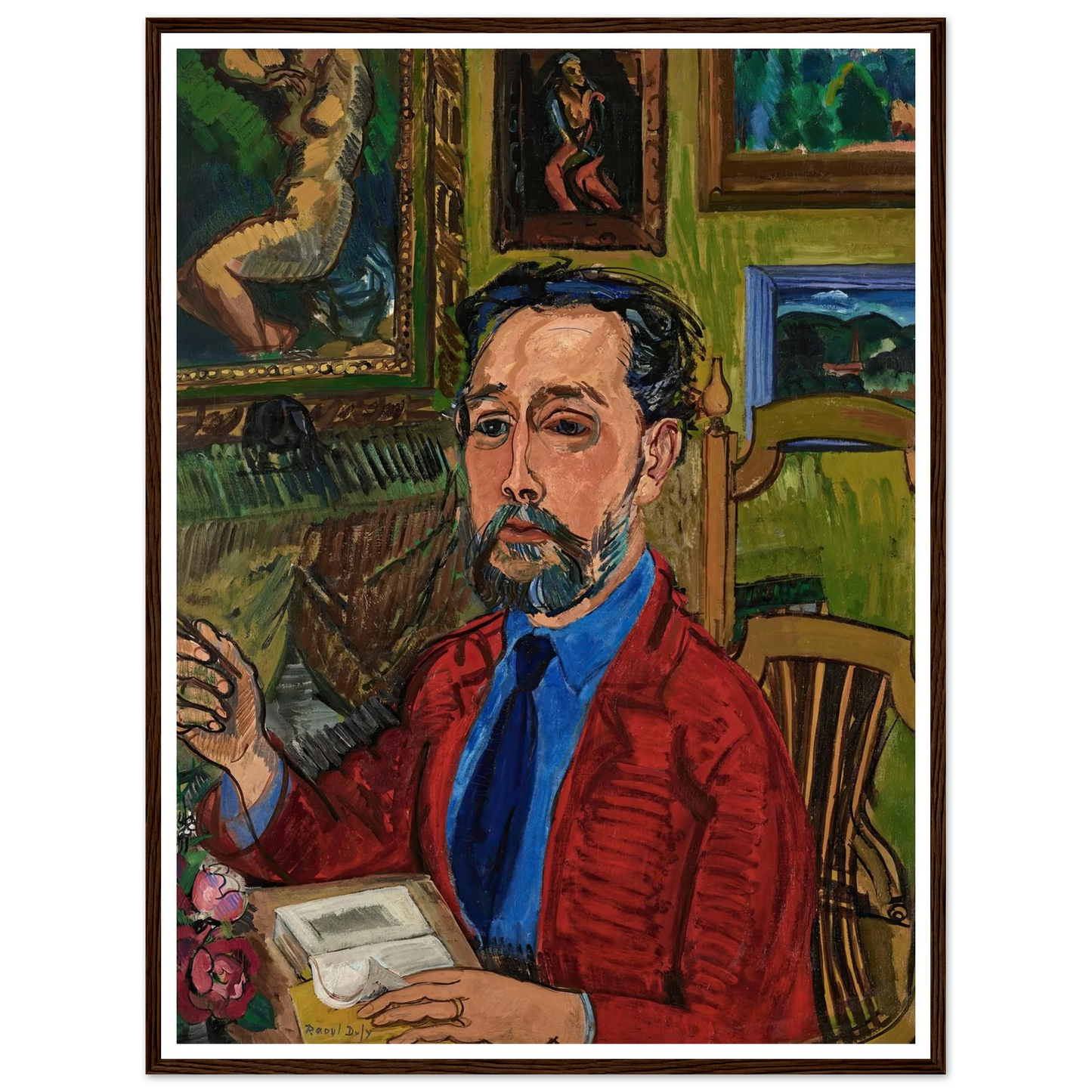 Portrait du poète Joachim Gasquet (1919) Art Print | Raoul Dufy - Framed Poster - 30x40 cm / 12x16″ - Black frame