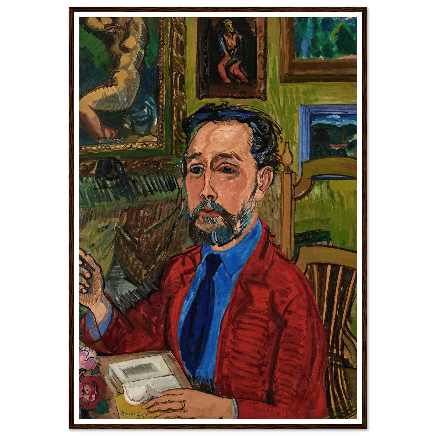 Portrait du poète Joachim Gasquet (1919) Art Print | Raoul Dufy - Framed Poster - 30x40 cm / 12x16″ - Black frame