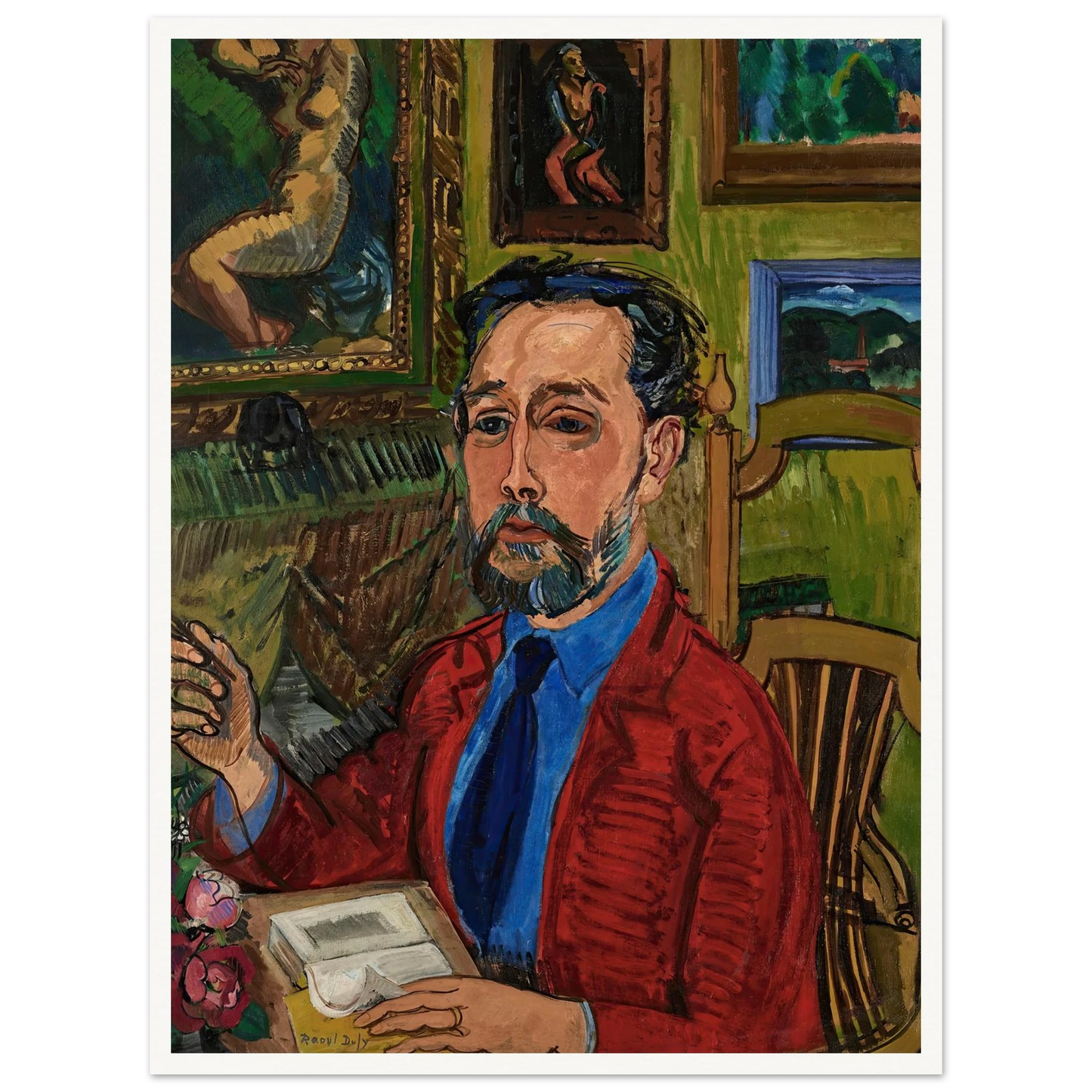 Portrait du poète Joachim Gasquet (1919) Art Print | Raoul Dufy - Framed Poster - 30x40 cm / 12x16″ - Black frame