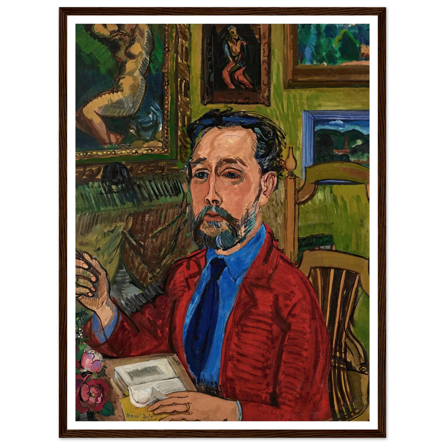 Portrait du poète Joachim Gasquet (1919) Art Print | Raoul Dufy - Framed Poster - 30x40 cm / 12x16″ - Black frame