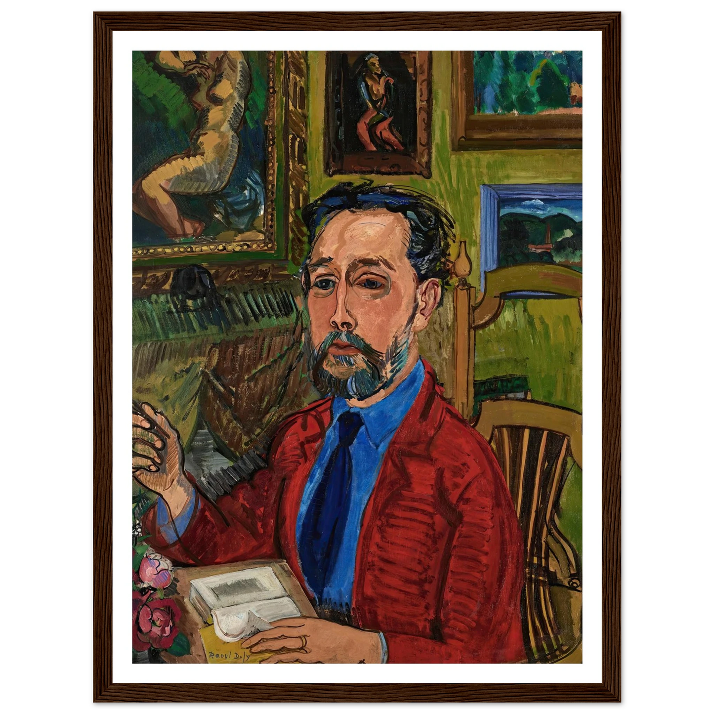 Portrait du poète Joachim Gasquet (1919) Art Print | Raoul Dufy - Framed Poster - 30x40 cm / 12x16″ - Black frame