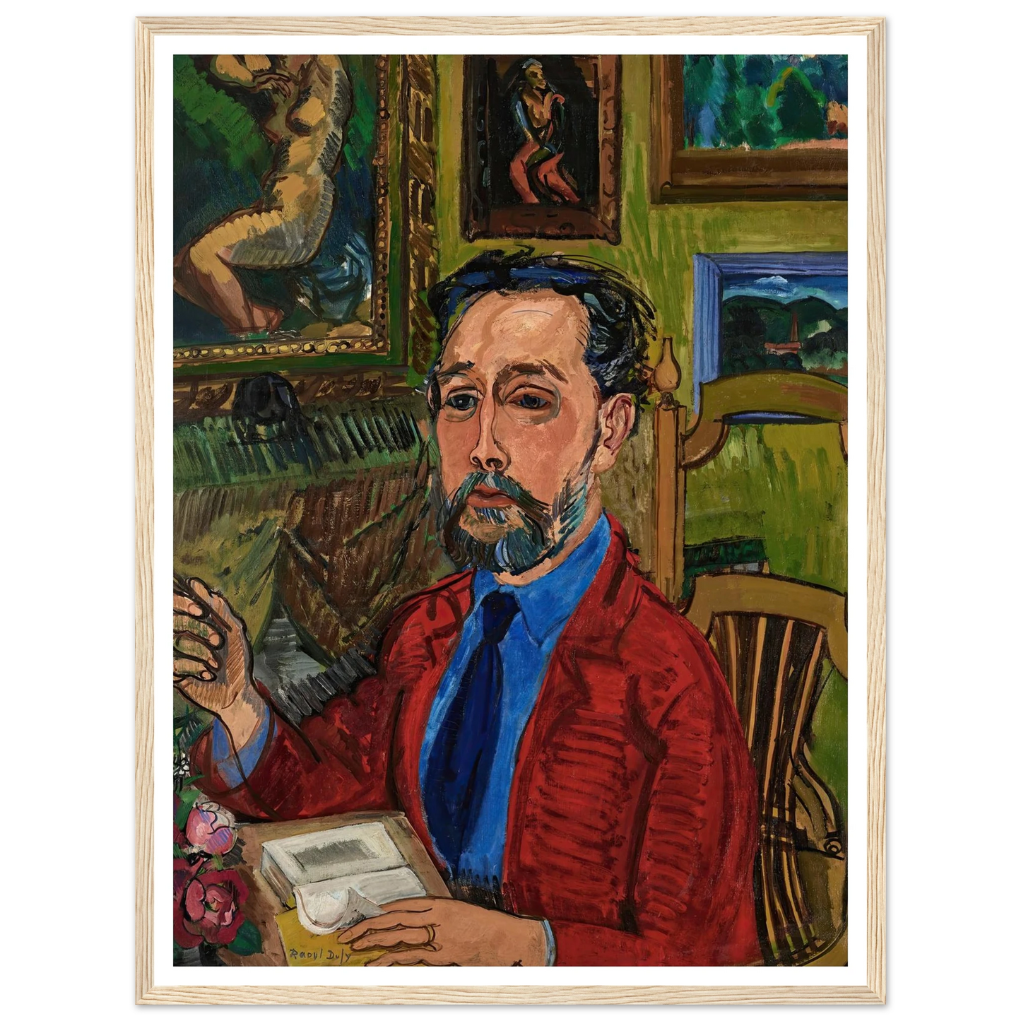 Portrait du poète Joachim Gasquet (1919) Art Print | Raoul Dufy - Framed Poster - 30x40 cm / 12x16″ - Black frame