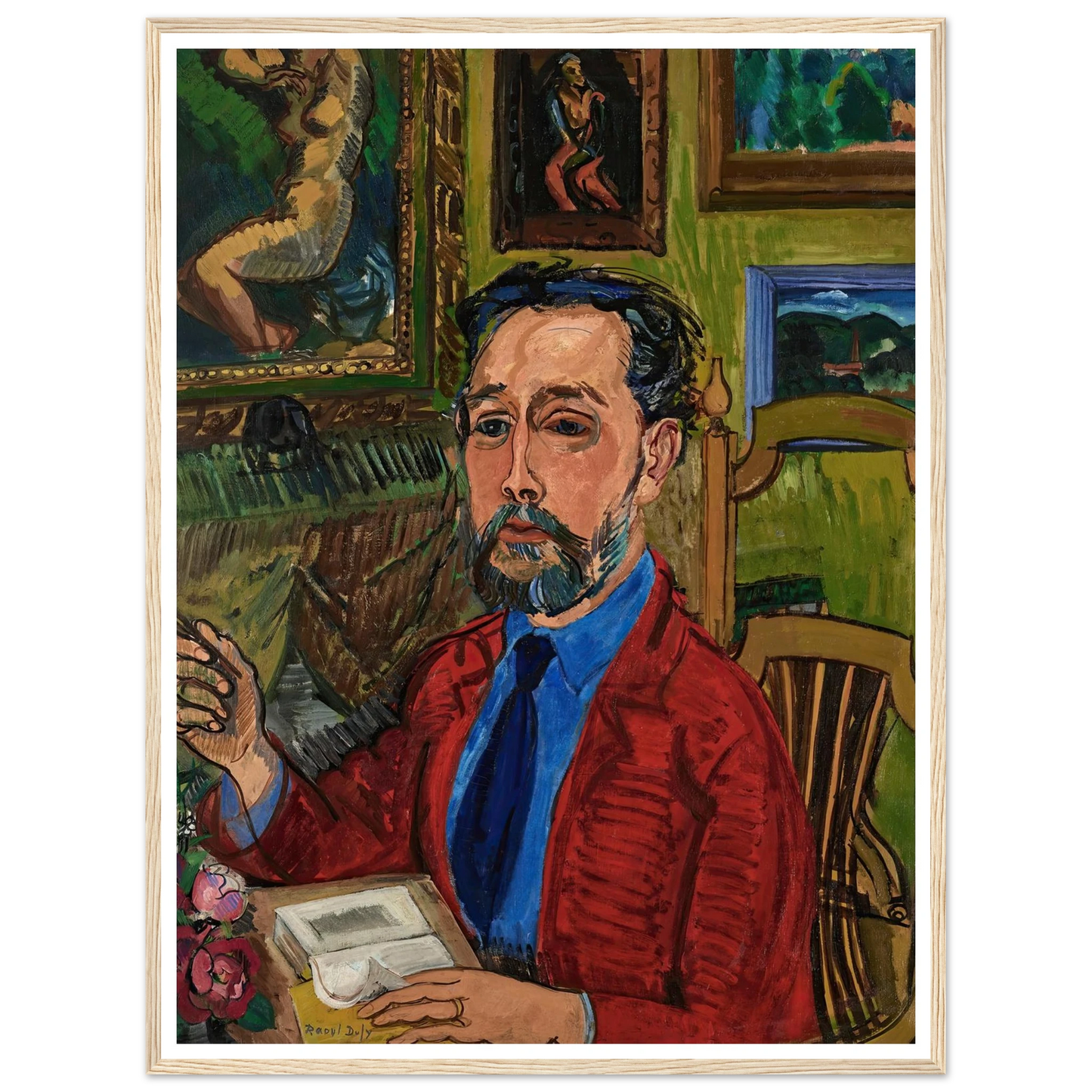 Portrait du poète Joachim Gasquet (1919) Art Print | Raoul Dufy - Framed Poster - 30x40 cm / 12x16″ - Black frame