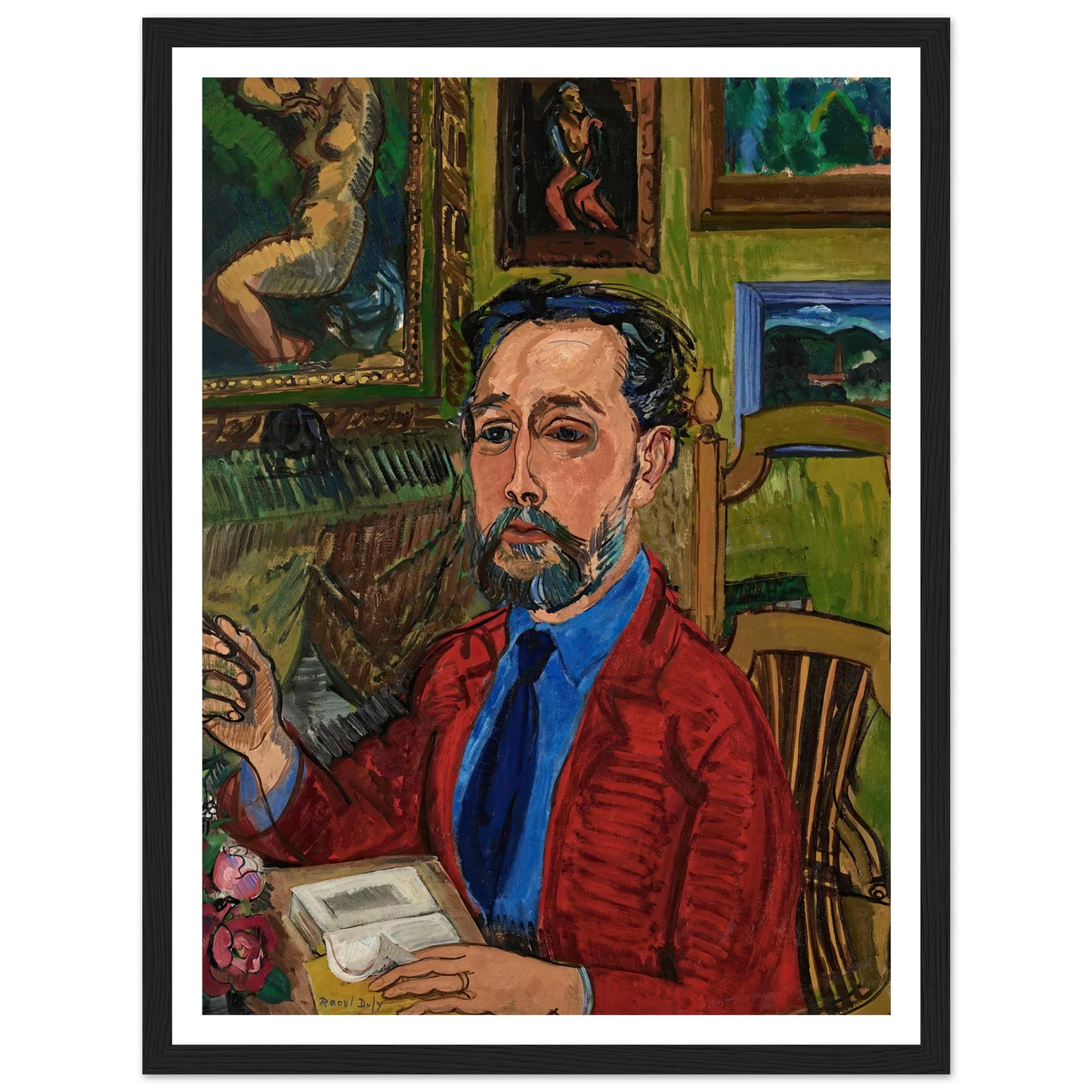 Portrait du poète Joachim Gasquet (1919) Art Print | Raoul Dufy - Framed Poster - 30x40 cm / 12x16″ - Black frame