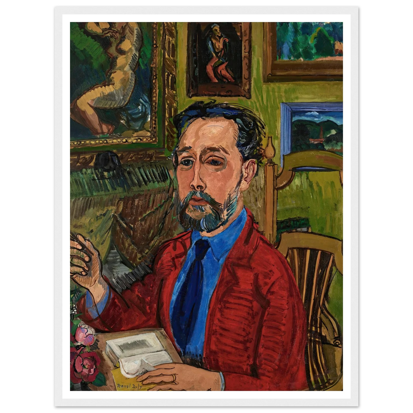 Portrait du poète Joachim Gasquet (1919) Art Print | Raoul Dufy - Framed Poster - 30x40 cm / 12x16″ - Black frame