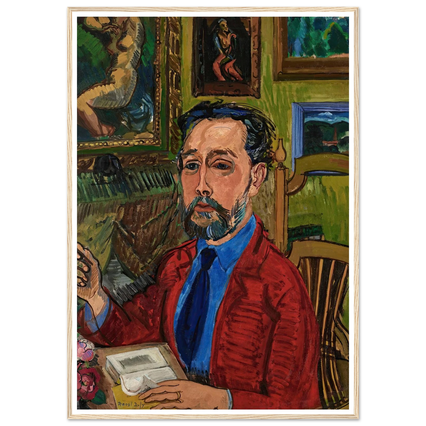 Portrait du poète Joachim Gasquet (1919) Art Print | Raoul Dufy - Framed Poster - 30x40 cm / 12x16″ - Black frame
