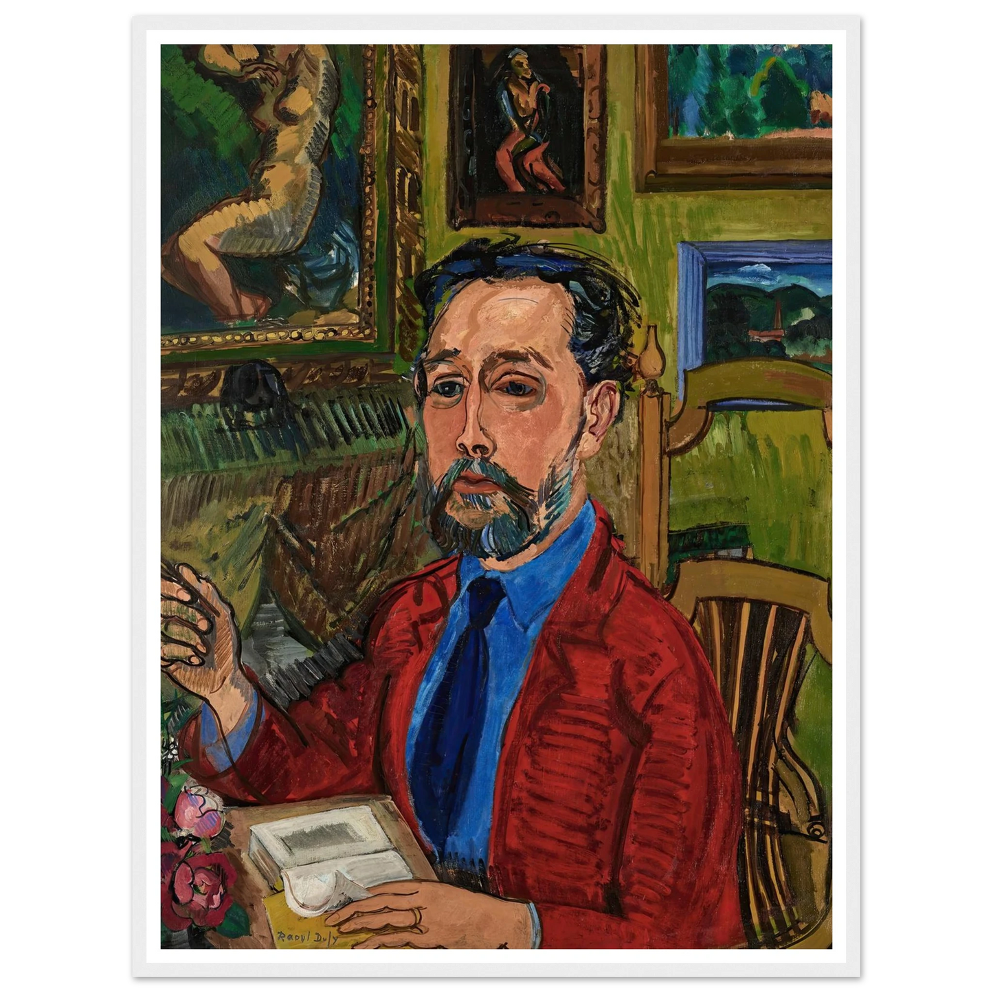 Portrait du poète Joachim Gasquet (1919) Art Print | Raoul Dufy - Framed Poster - 30x40 cm / 12x16″ - Black frame