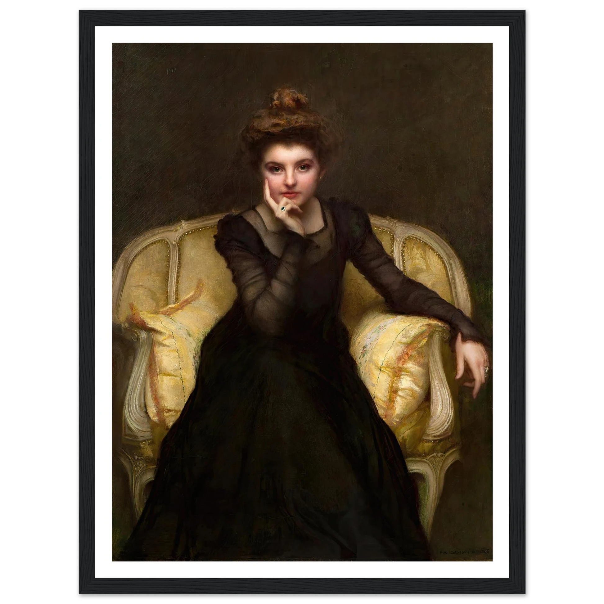 Portrait d’une élégante (1898) Art Print | Pascal Adolphe Jean Dagnan Bouveret - Framed Poster - 30x40 cm / 12x16″ - Black frame