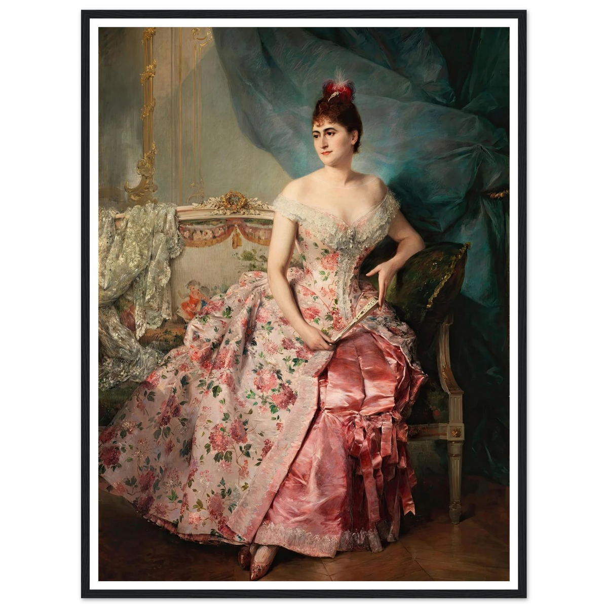 Portrait of a Lady Art Print | Raimundo de Madrazo y Garreta - Framed Poster - 30x40 cm / 12x16″ - Black frame