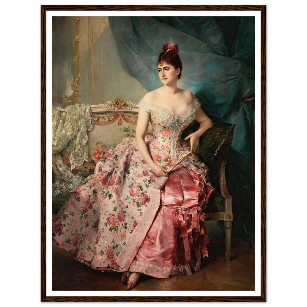 Portrait of a Lady Art Print | Raimundo de Madrazo y Garreta - Framed Poster - 30x40 cm / 12x16″ - Black frame