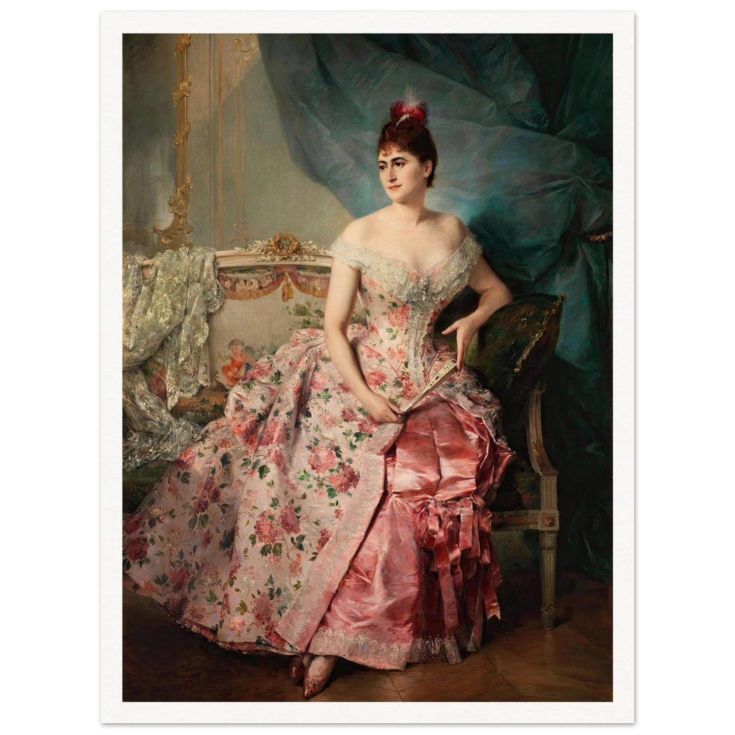 Portrait of a Lady Art Print | Raimundo de Madrazo y Garreta - Framed Poster - 30x40 cm / 12x16″ - Black frame