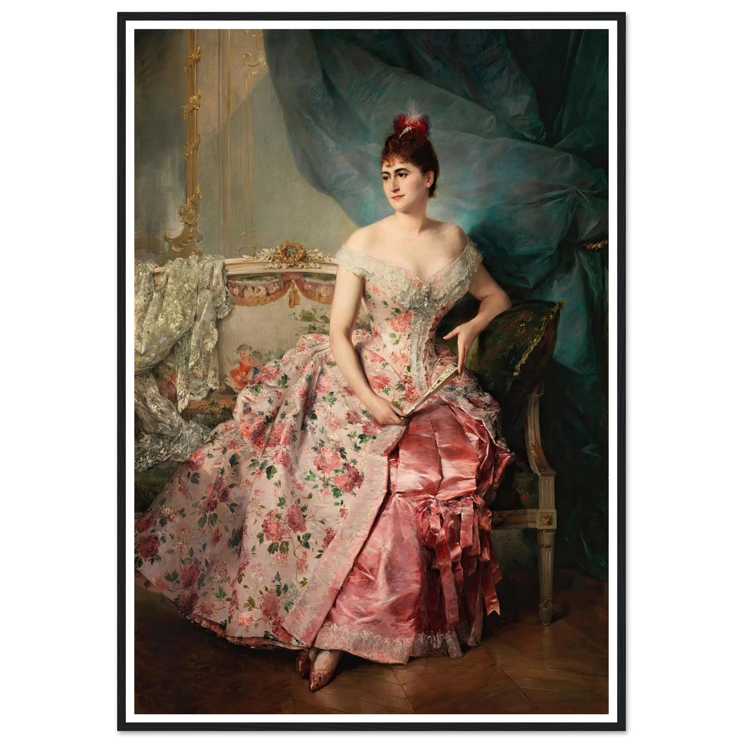 Portrait of a Lady Art Print | Raimundo de Madrazo y Garreta - Framed Poster - 30x40 cm / 12x16″ - Black frame