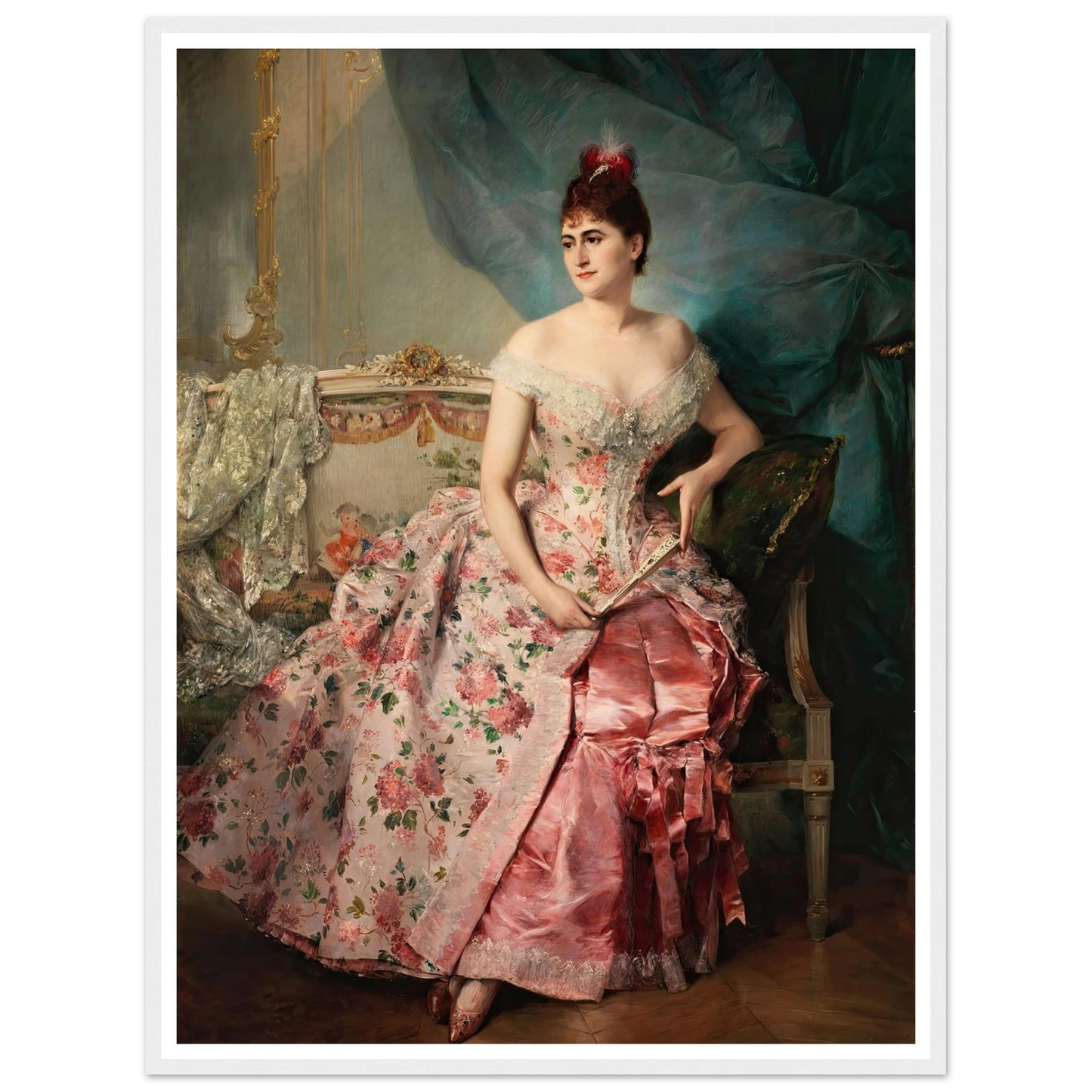 Portrait of a Lady Art Print | Raimundo de Madrazo y Garreta - Framed Poster - 30x40 cm / 12x16″ - Black frame
