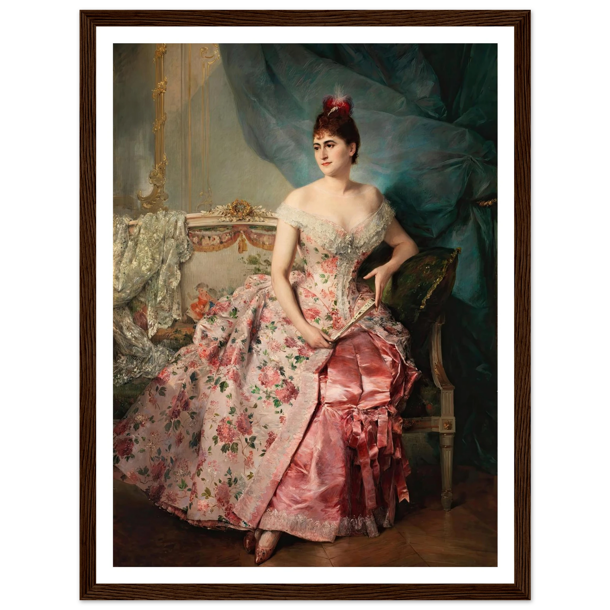 Portrait of a Lady Art Print | Raimundo de Madrazo y Garreta - Framed Poster - 30x40 cm / 12x16″ - Black frame