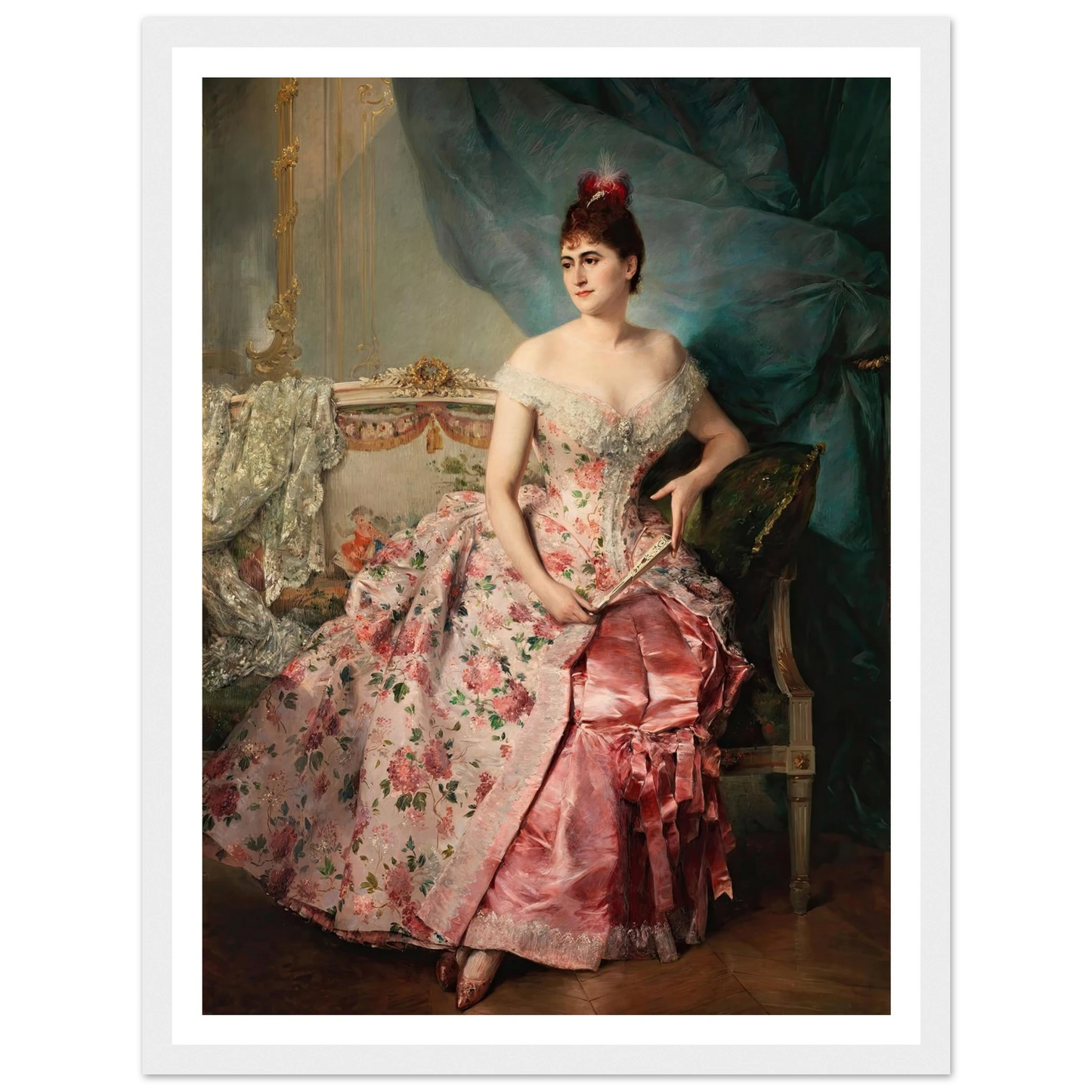 Portrait of a Lady Art Print | Raimundo de Madrazo y Garreta - Framed Poster - 30x40 cm / 12x16″ - Black frame