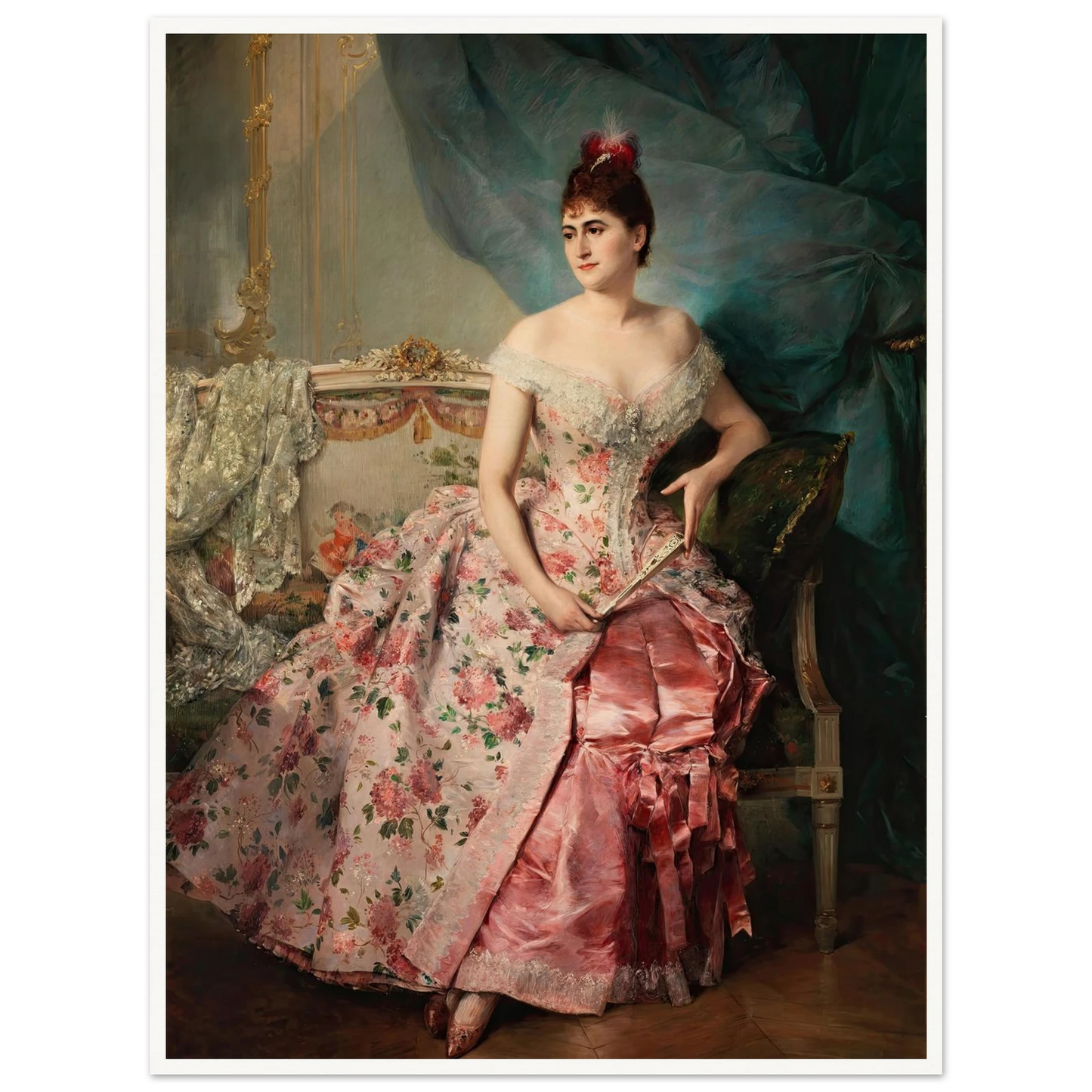 Portrait of a Lady Art Print | Raimundo de Madrazo y Garreta - Framed Poster - 30x40 cm / 12x16″ - Black frame
