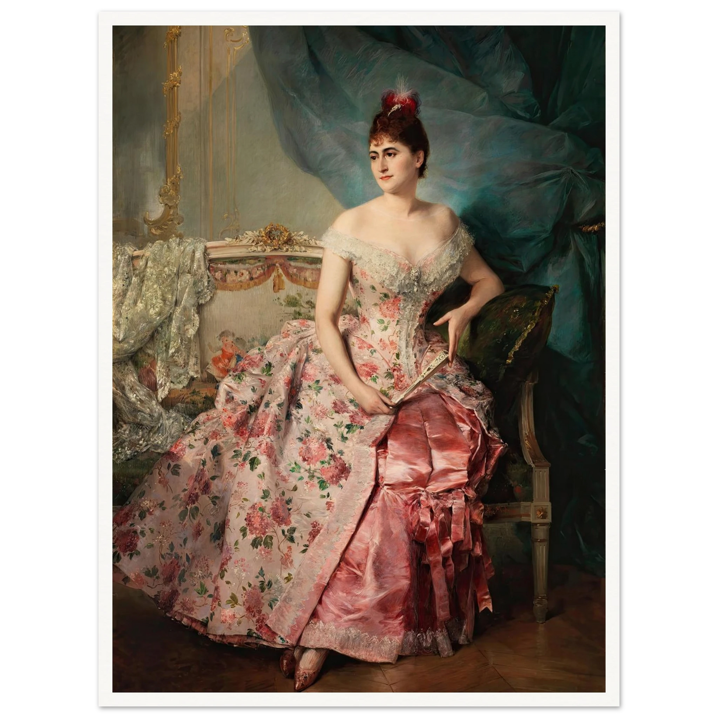 Portrait of a Lady Art Print | Raimundo de Madrazo y Garreta - Framed Poster - 30x40 cm / 12x16″ - Black frame