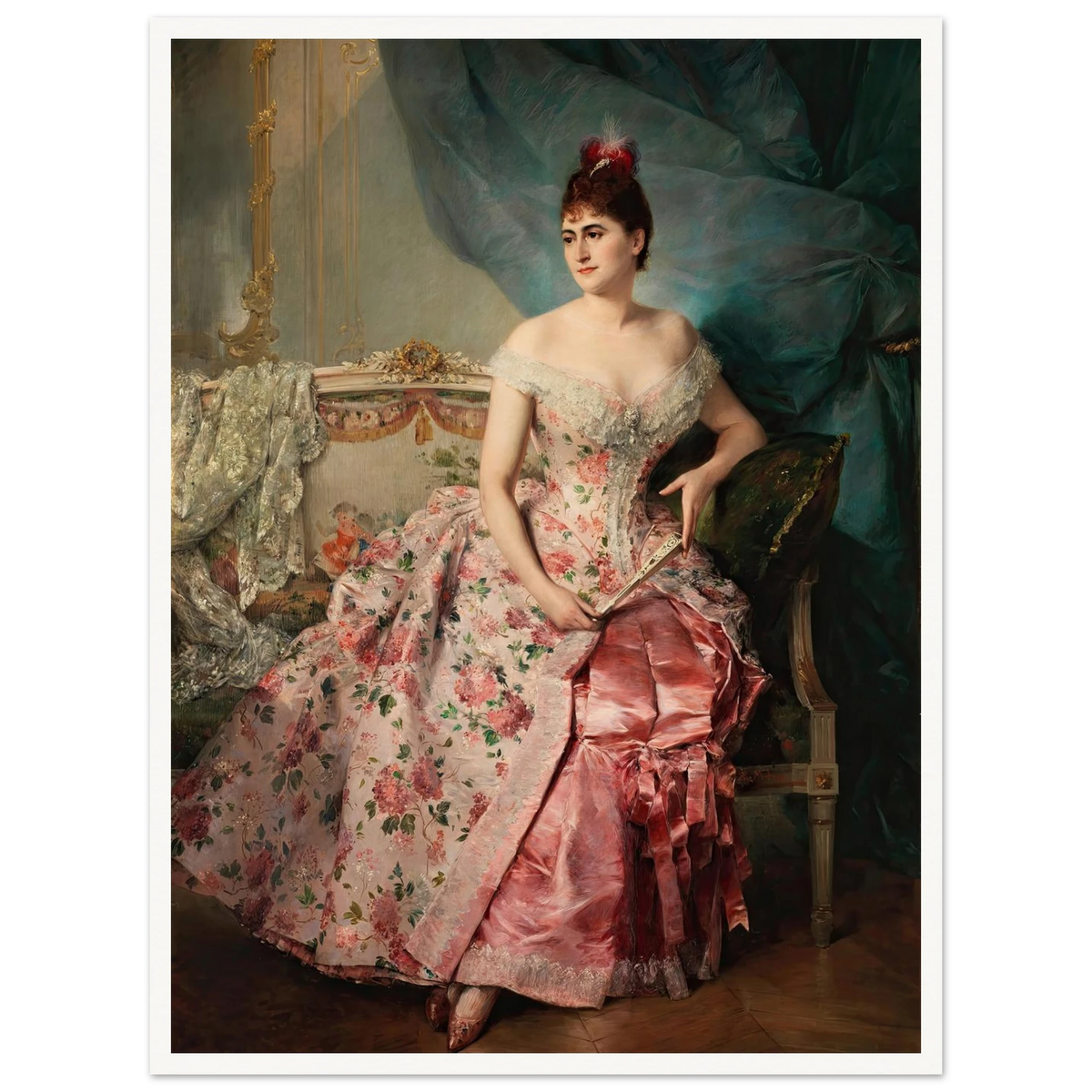 Portrait of a Lady Art Print | Raimundo de Madrazo y Garreta - Framed Poster - 30x40 cm / 12x16″ - Black frame