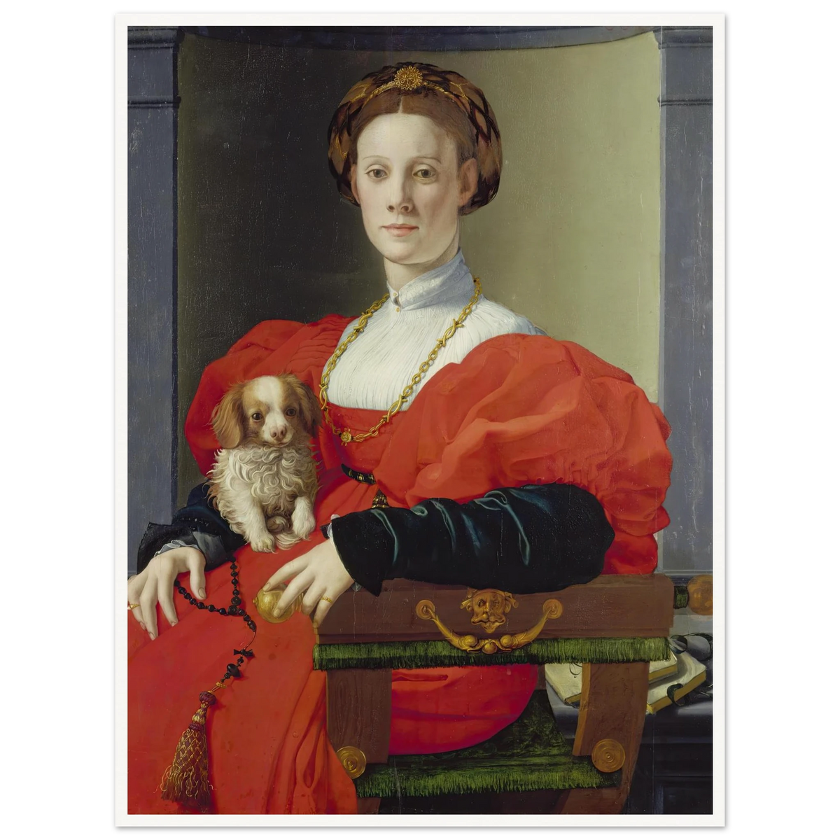 Portrait of a Lady in Red (Francesca Salviati) (ca. 1533) Art Print | Agnolo Bronzino - Framed Poster - 30x40 cm / 12x16″ - Black frame