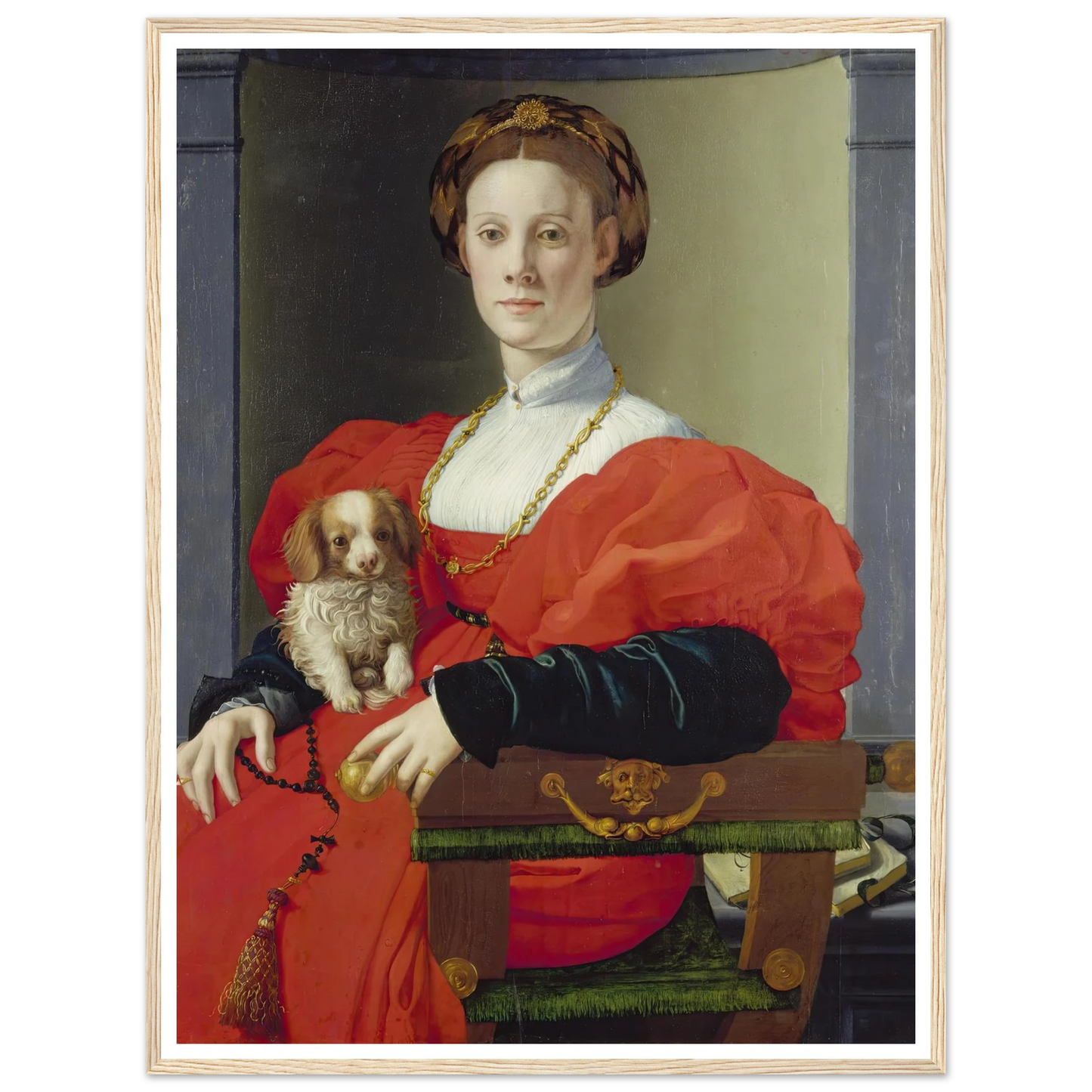 Portrait of a Lady in Red (Francesca Salviati) (ca. 1533) Art Print | Agnolo Bronzino - Framed Poster - 30x40 cm / 12x16″ - Black frame