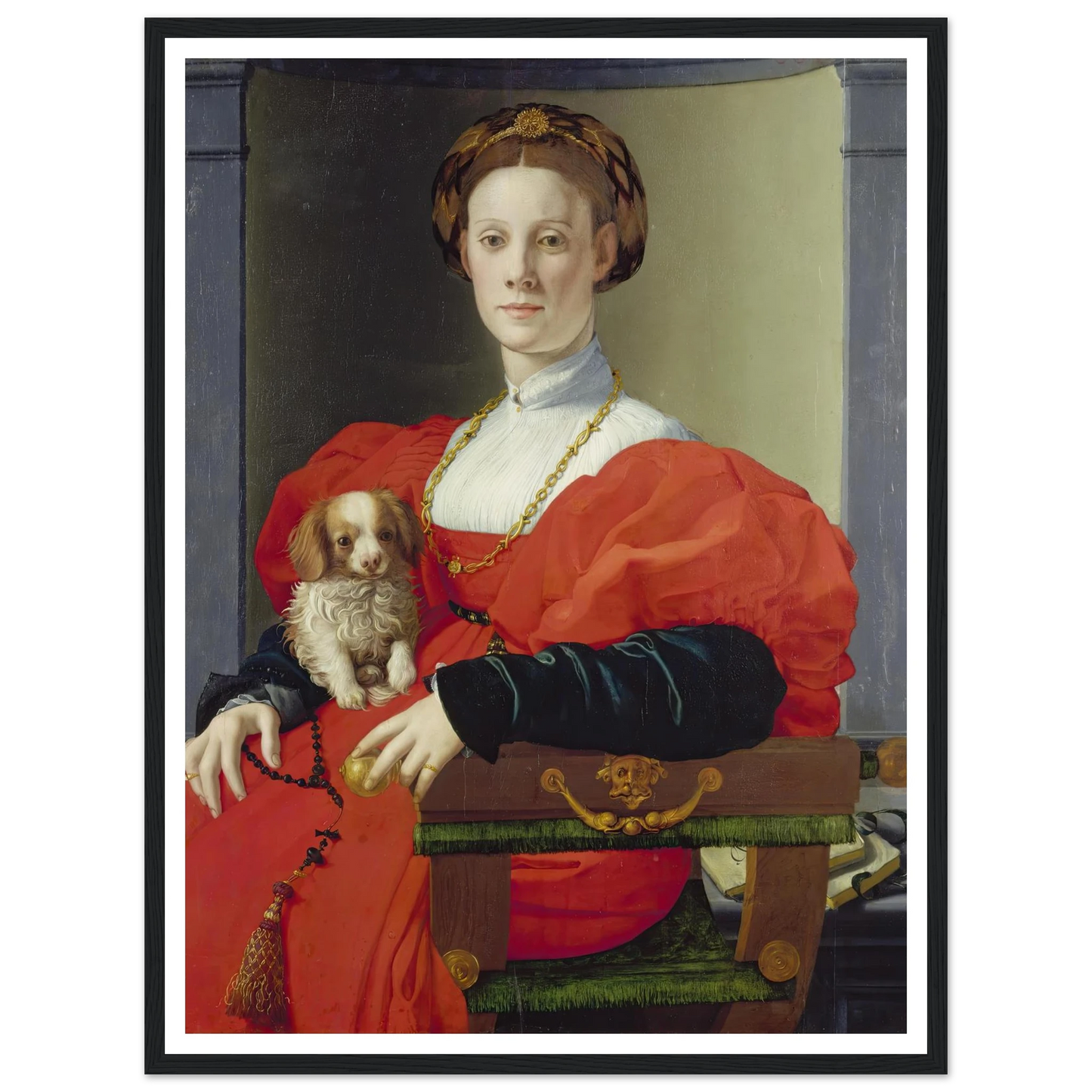Portrait of a Lady in Red (Francesca Salviati) (ca. 1533) Art Print | Agnolo Bronzino - Framed Poster - 30x40 cm / 12x16″ - Black frame