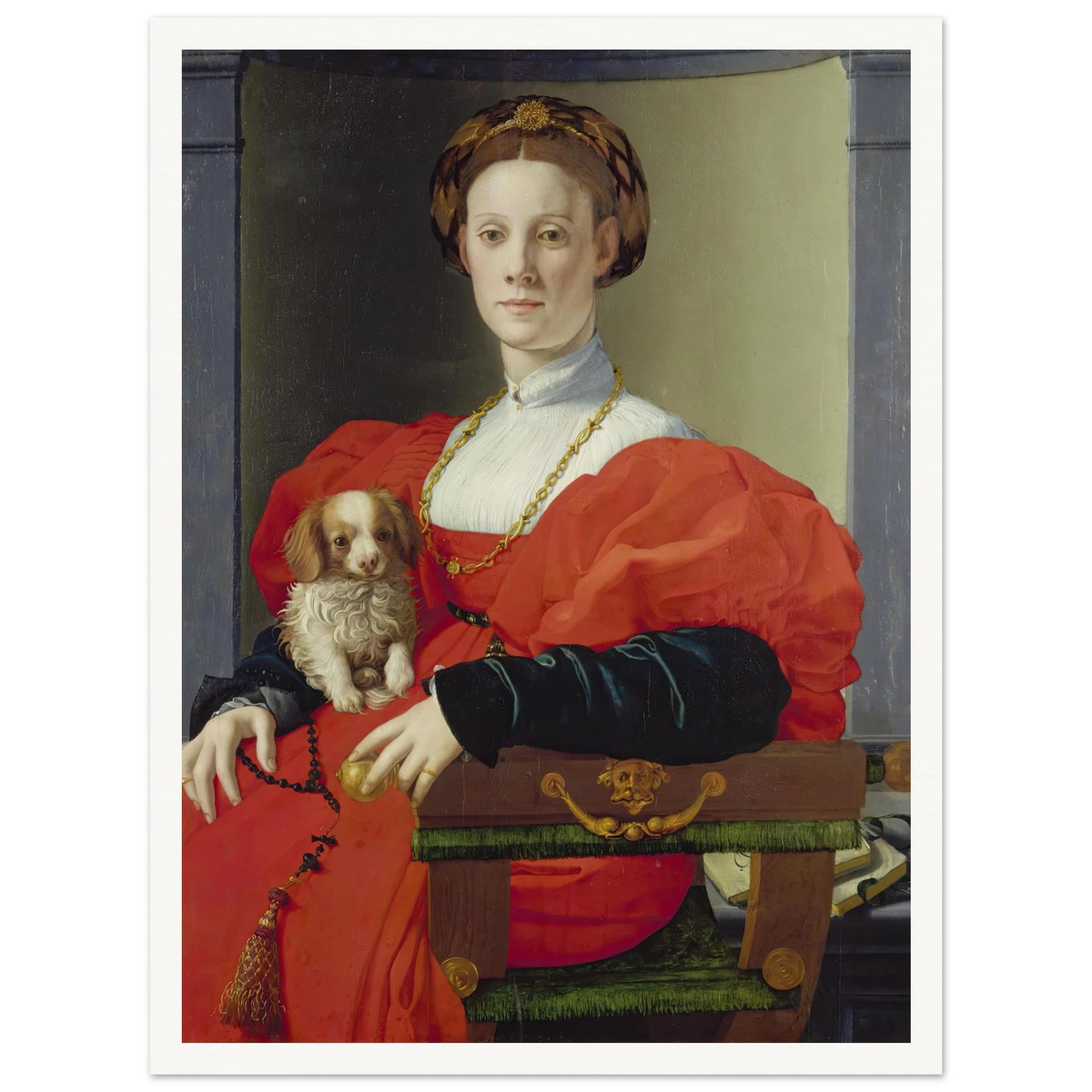 Portrait of a Lady in Red (Francesca Salviati) (ca. 1533) Art Print | Agnolo Bronzino - Framed Poster - 30x40 cm / 12x16″ - Black frame