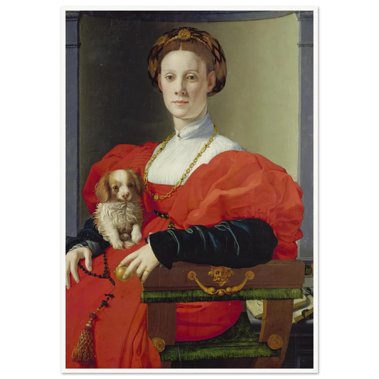 Portrait of a Lady in Red (Francesca Salviati) (ca. 1533) Art Print | Agnolo Bronzino - Framed Poster - 30x40 cm / 12x16″ - Black frame