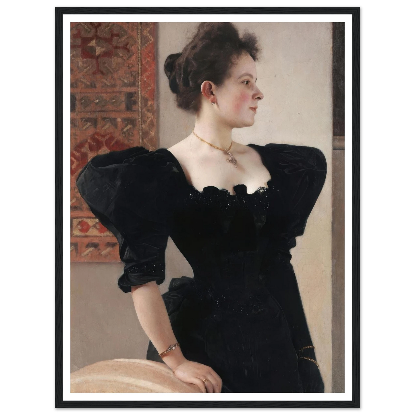 Portrait of a lady (Marie Breunig) (1894) Art Print | Gustav Klimt - Framed Poster - 30x40 cm / 12x16″ - Black frame
