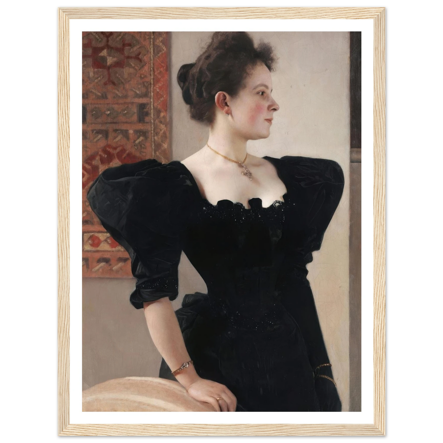 Portrait of a lady (Marie Breunig) (1894) Art Print | Gustav Klimt - Framed Poster - 30x40 cm / 12x16″ - Black frame