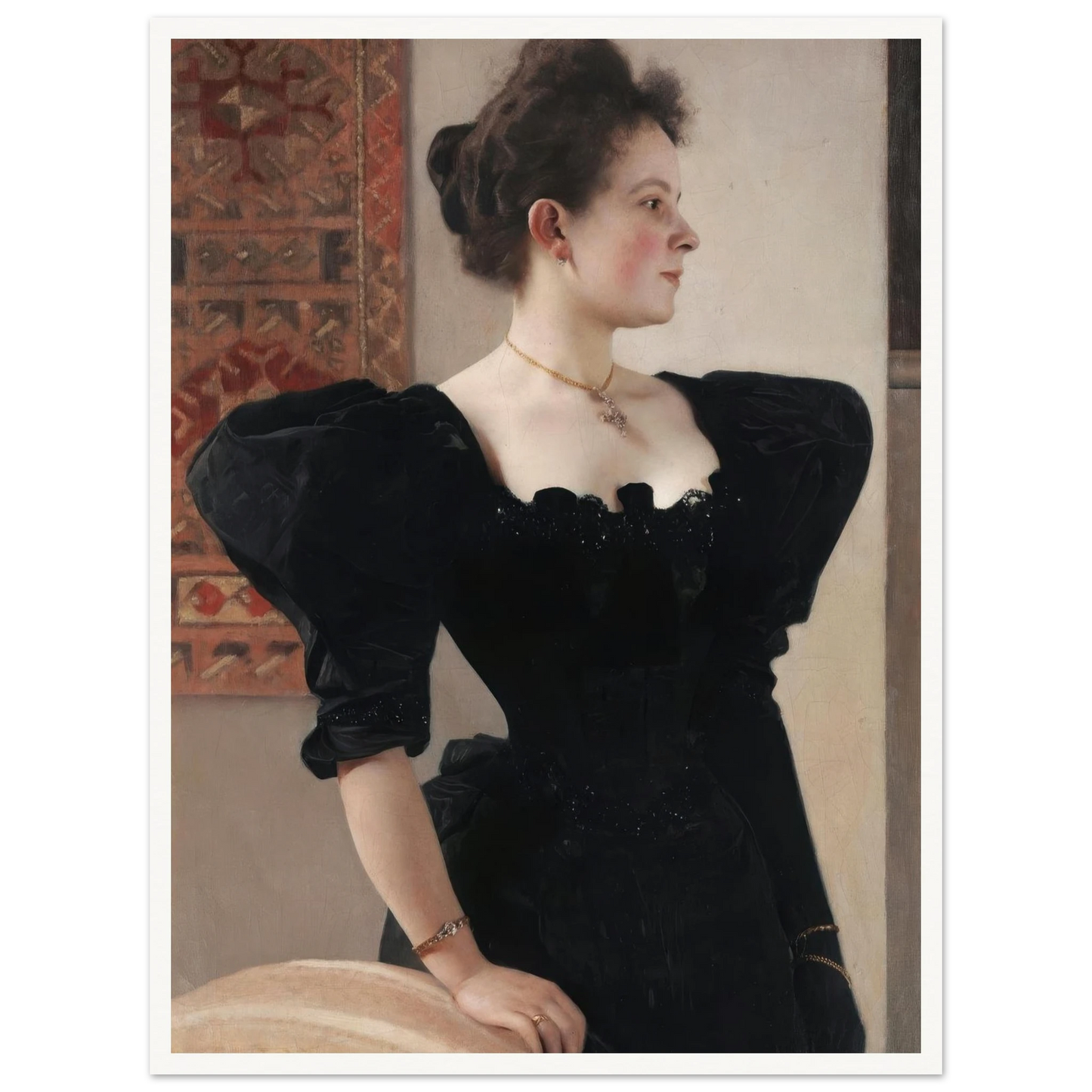 Portrait of a lady (Marie Breunig) (1894) Art Print | Gustav Klimt - Framed Poster - 30x40 cm / 12x16″ - Black frame