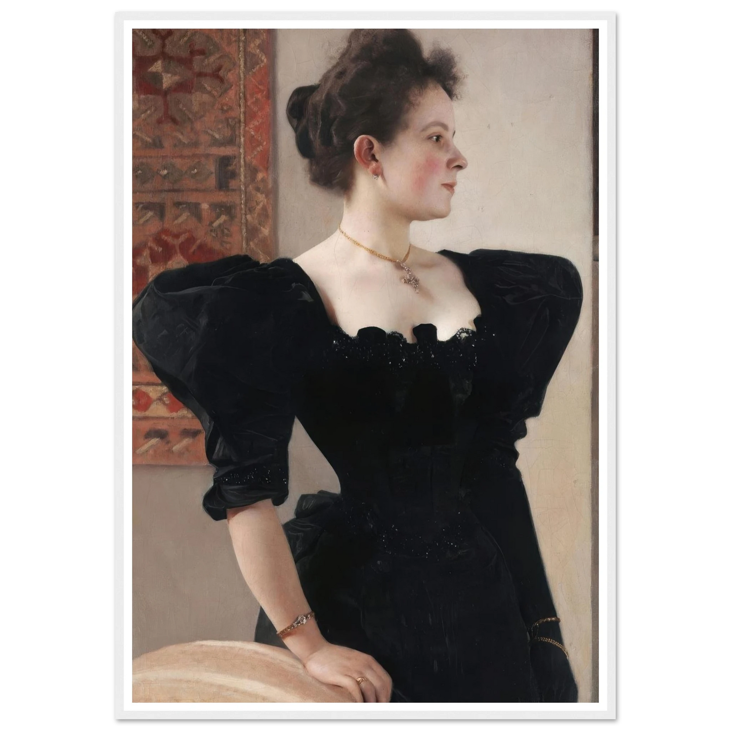 Portrait of a lady (Marie Breunig) (1894) Art Print | Gustav Klimt - Framed Poster - 30x40 cm / 12x16″ - Black frame