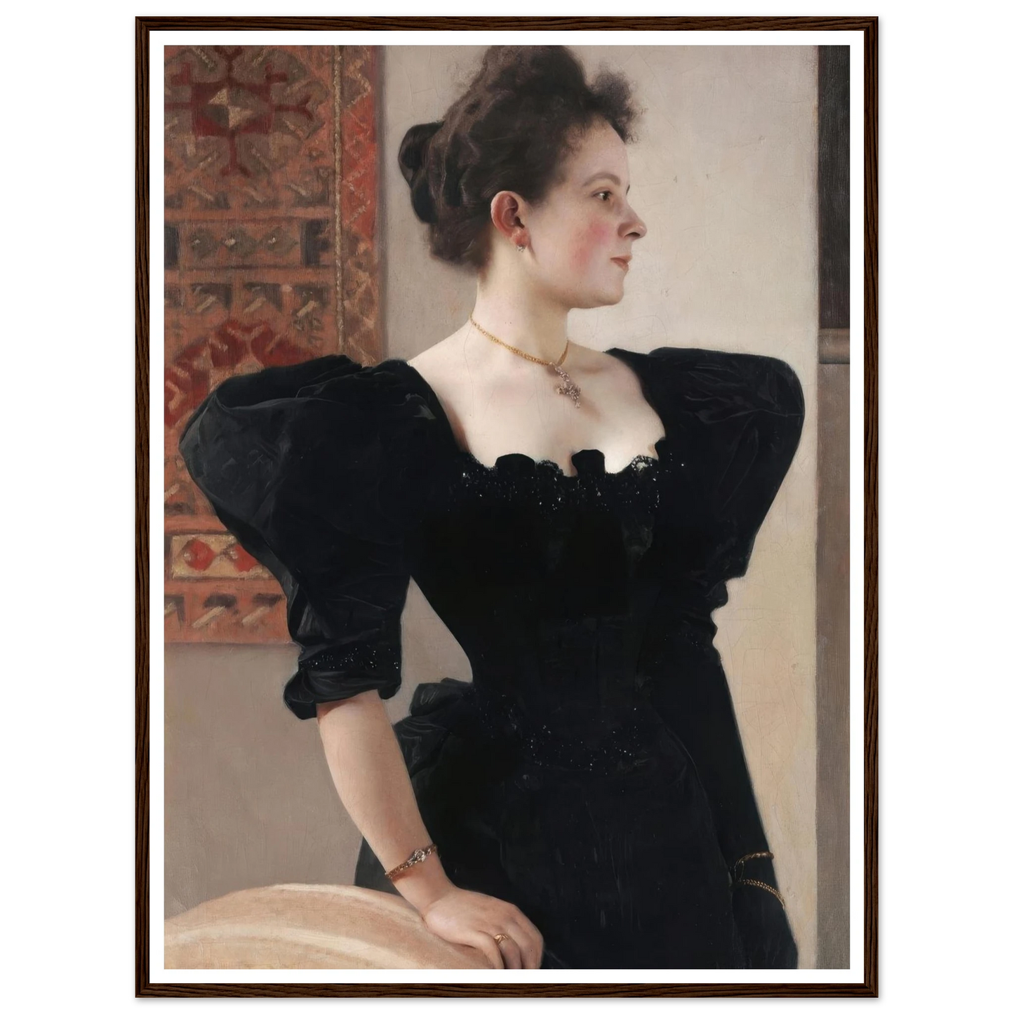 Portrait of a lady (Marie Breunig) (1894) Art Print | Gustav Klimt - Framed Poster - 30x40 cm / 12x16″ - Black frame