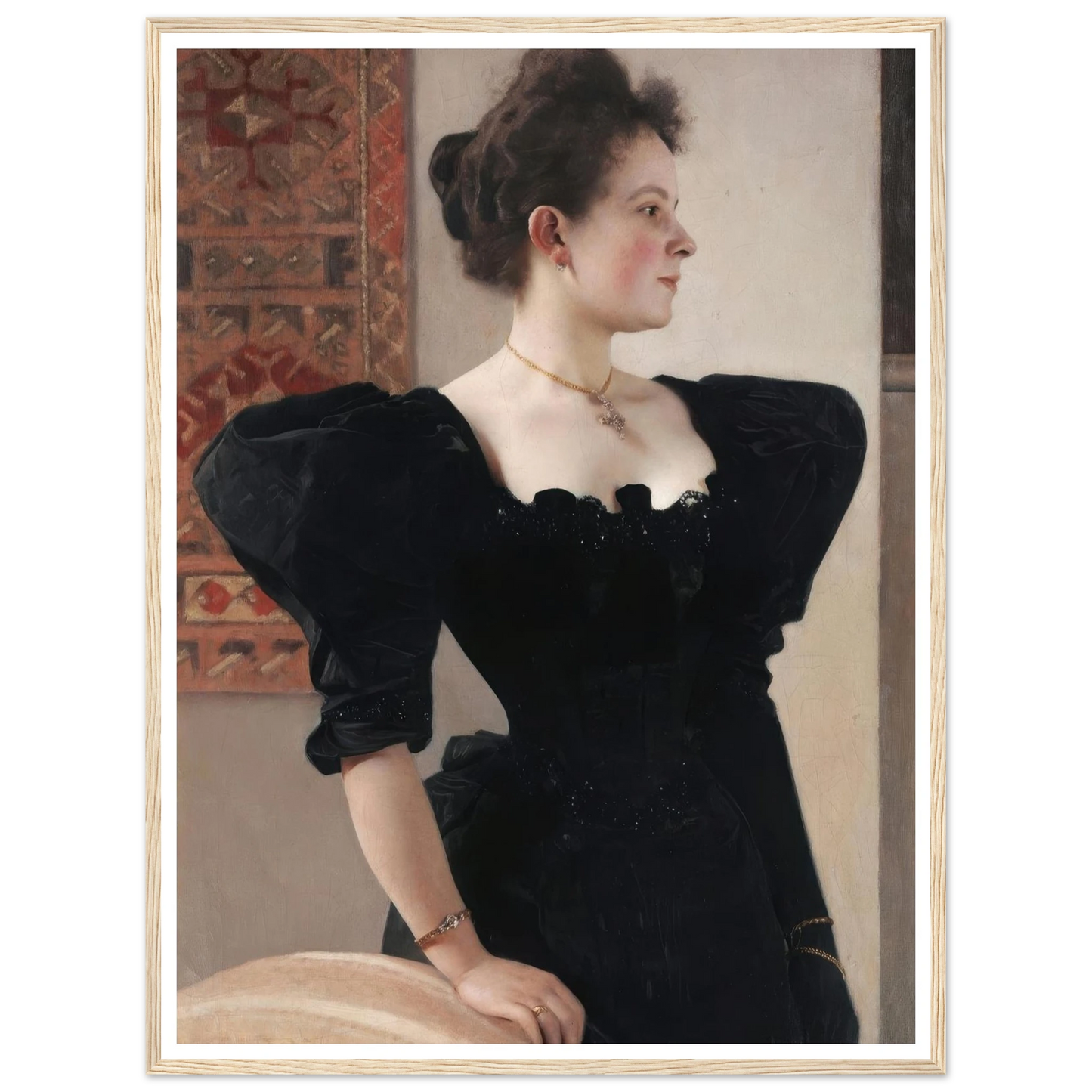 Portrait of a lady (Marie Breunig) (1894) Art Print | Gustav Klimt - Framed Poster - 30x40 cm / 12x16″ - Black frame