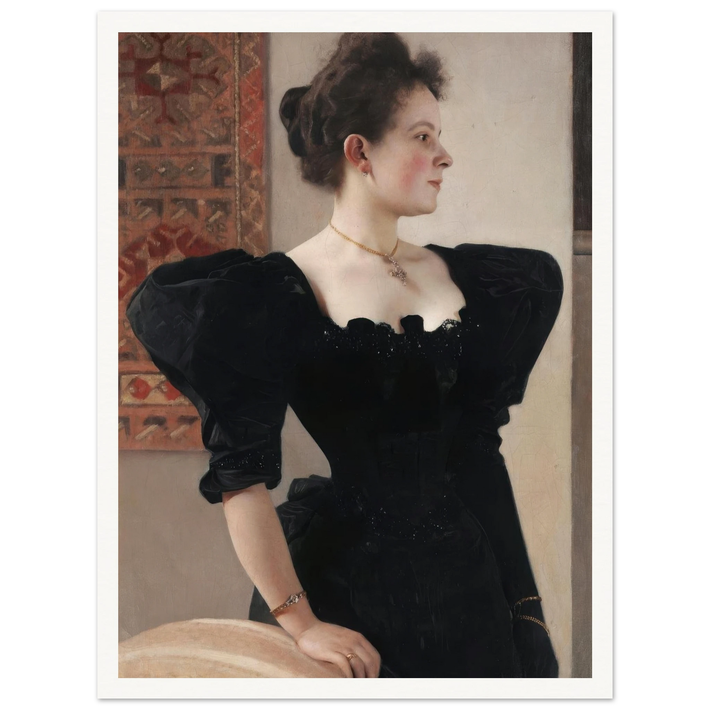 Portrait of a lady (Marie Breunig) (1894) Art Print | Gustav Klimt - Framed Poster - 30x40 cm / 12x16″ - Black frame