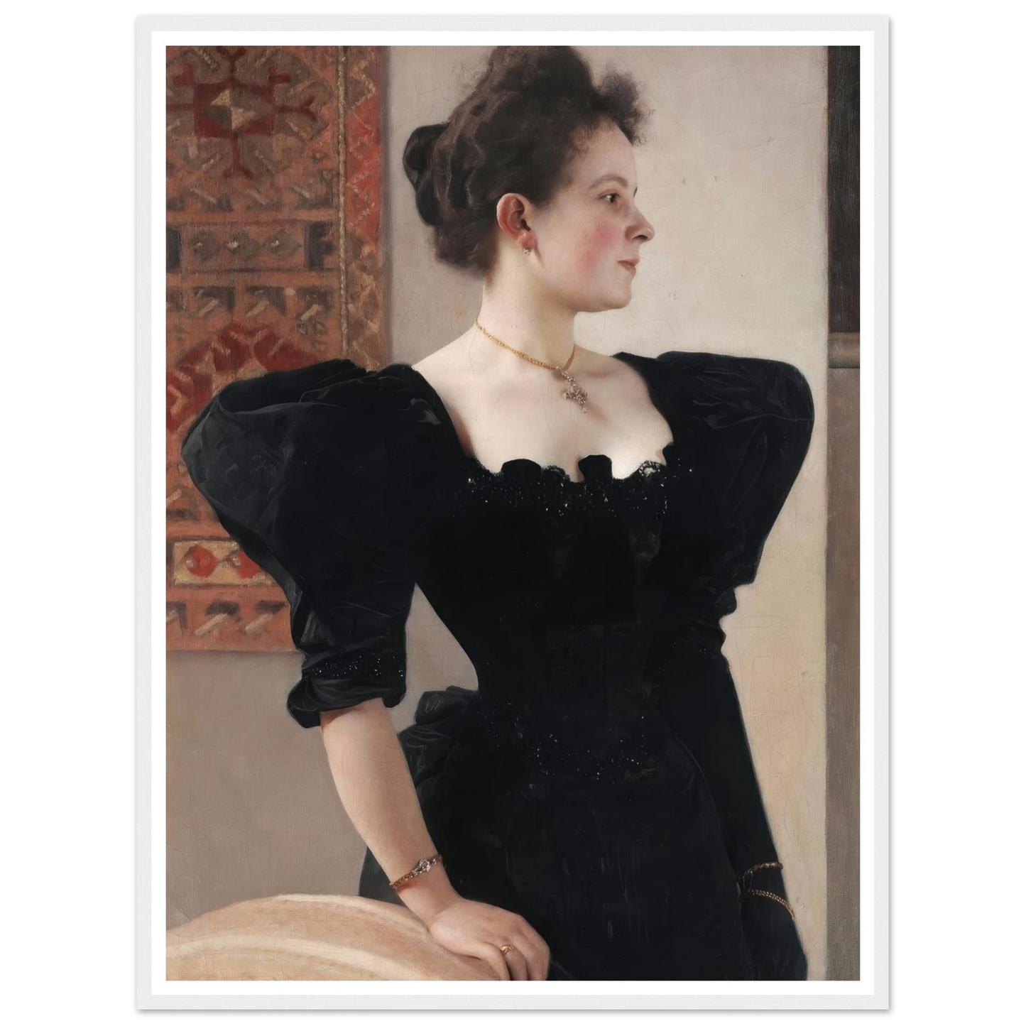 Portrait of a lady (Marie Breunig) (1894) Art Print | Gustav Klimt - Framed Poster - 30x40 cm / 12x16″ - Black frame