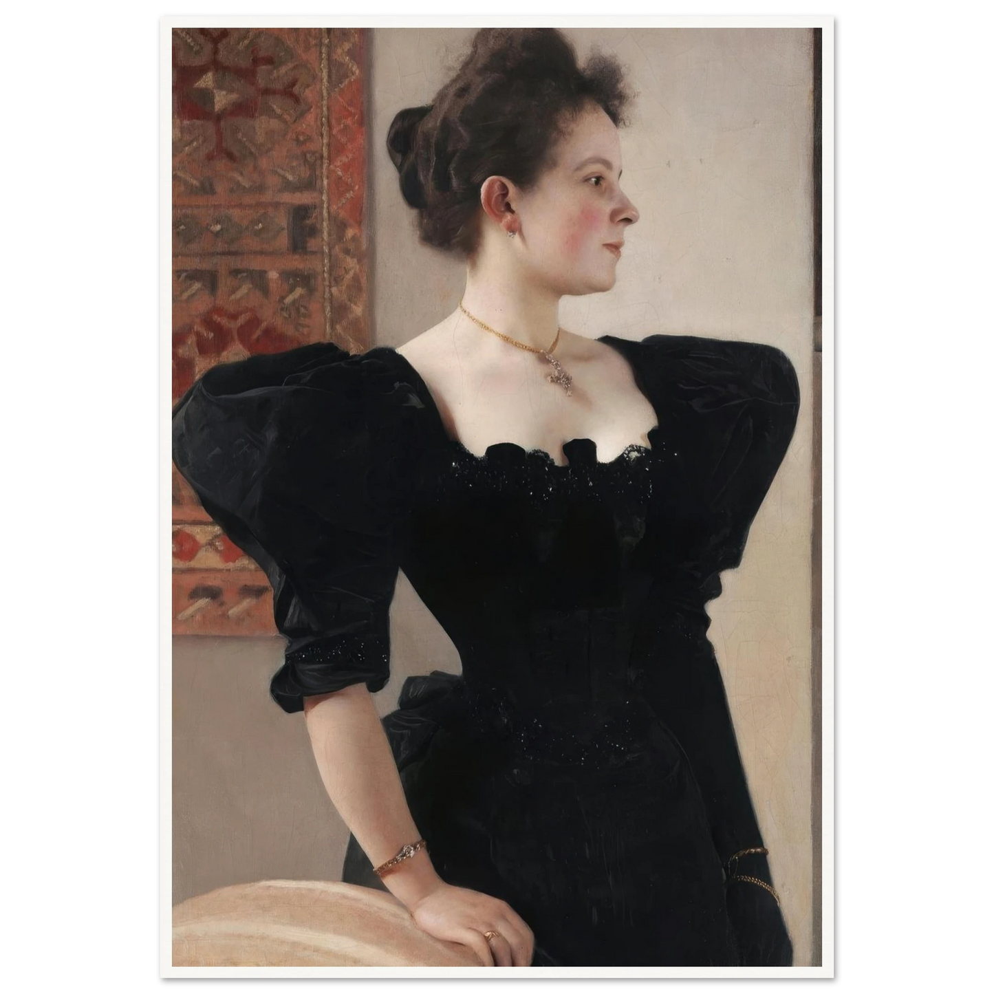 Portrait of a lady (Marie Breunig) (1894) Art Print | Gustav Klimt - Framed Poster - 30x40 cm / 12x16″ - Black frame