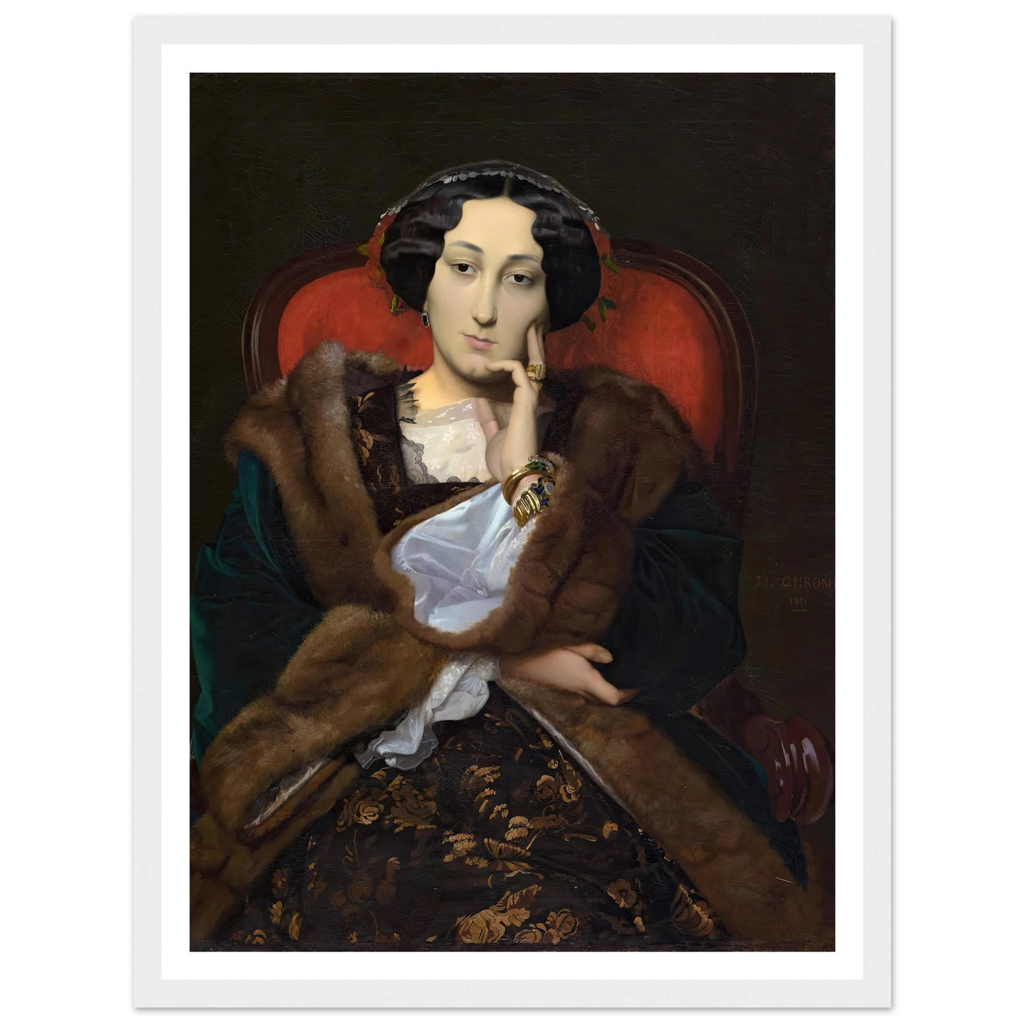 Portrait of a Woman (1851) Art Print | Jean Leon Gerome - Framed Poster - 30x40 cm / 12x16″ - Black frame