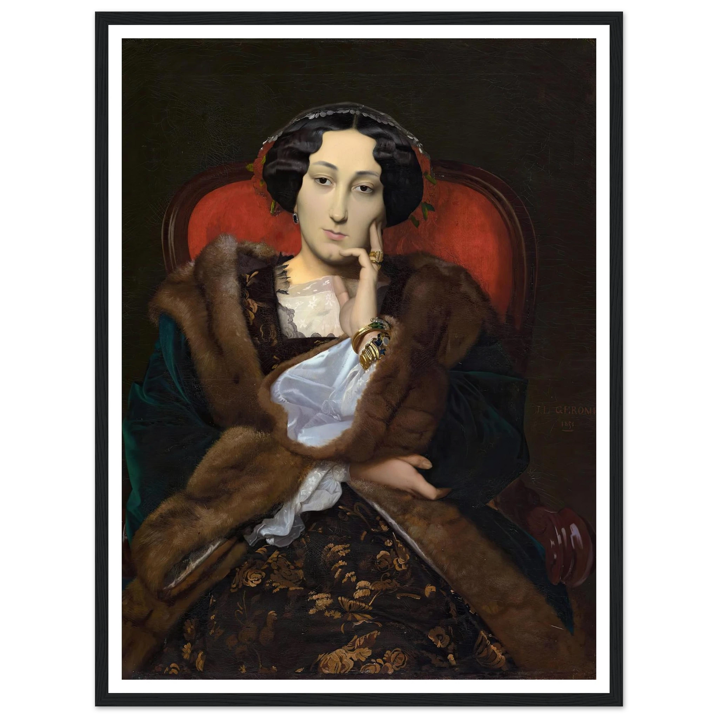 Portrait of a Woman (1851) Art Print | Jean Leon Gerome - Framed Poster - 30x40 cm / 12x16″ - Black frame