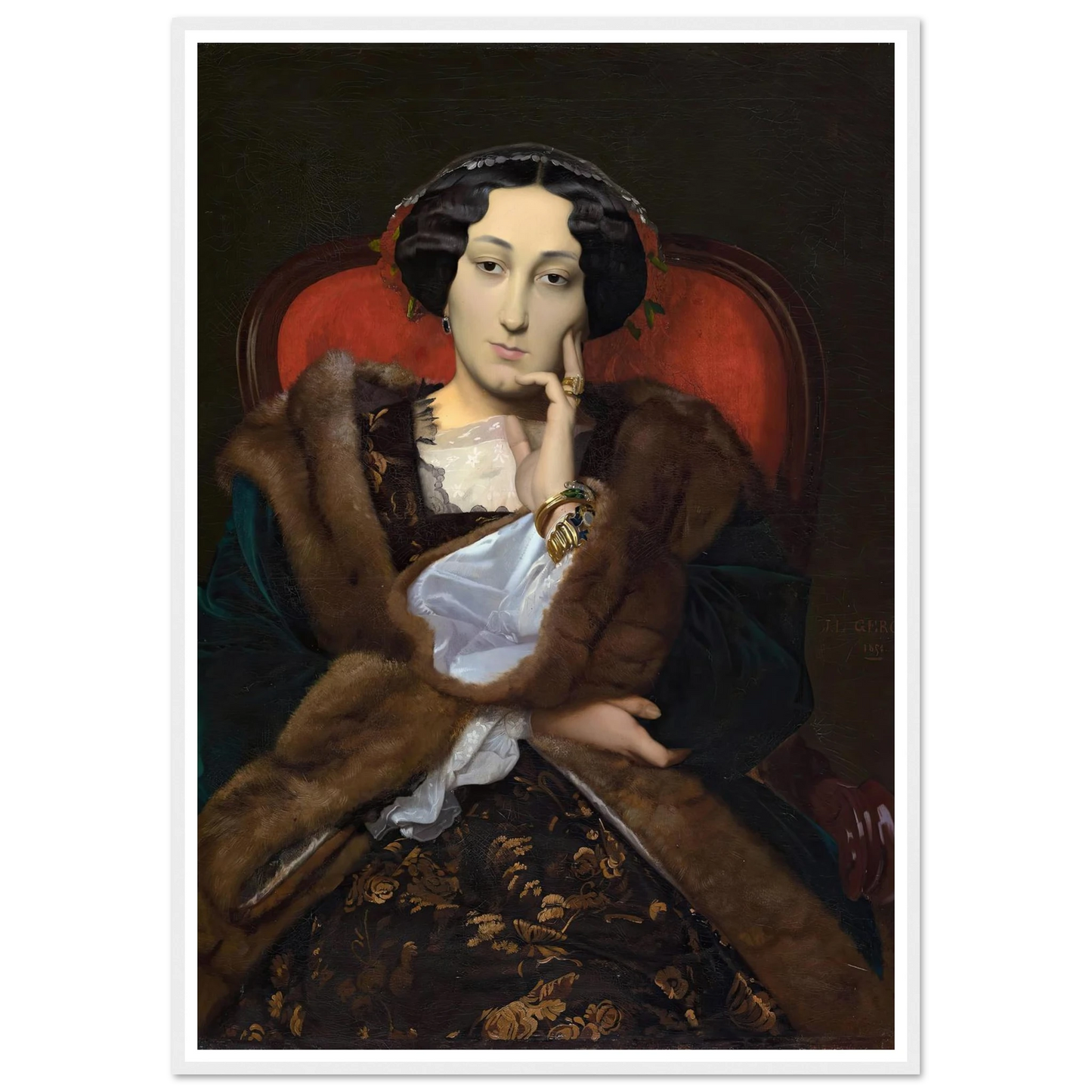 Portrait of a Woman (1851) Art Print | Jean Leon Gerome - Framed Poster - 30x40 cm / 12x16″ - Black frame