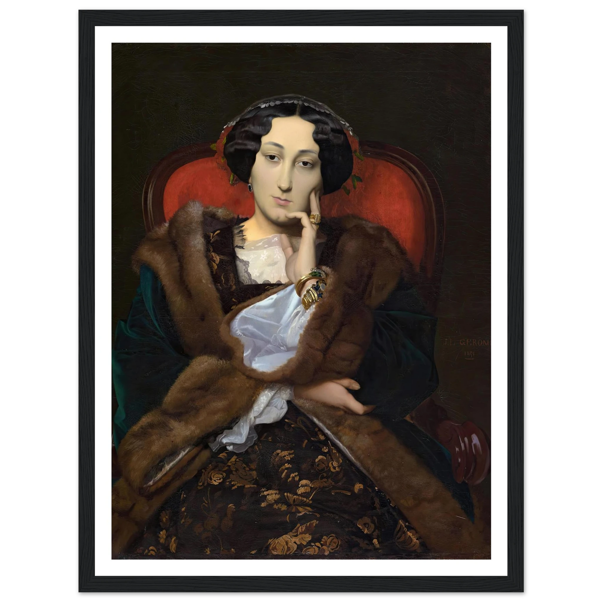 Portrait of a Woman (1851) Art Print | Jean Leon Gerome - Framed Poster - 30x40 cm / 12x16″ - Black frame